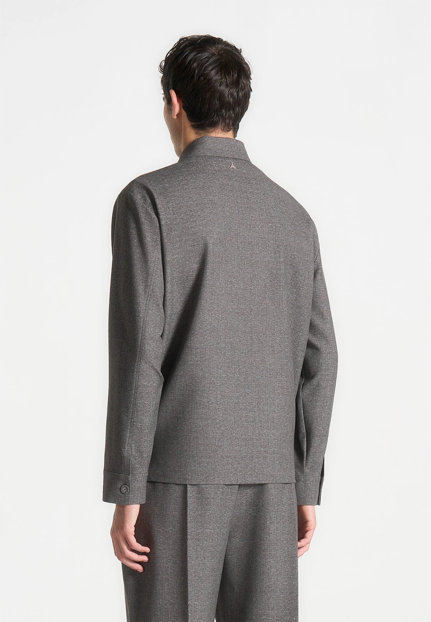 Leo - Textured Tailored Overshirt - Dark Grey - Image 5