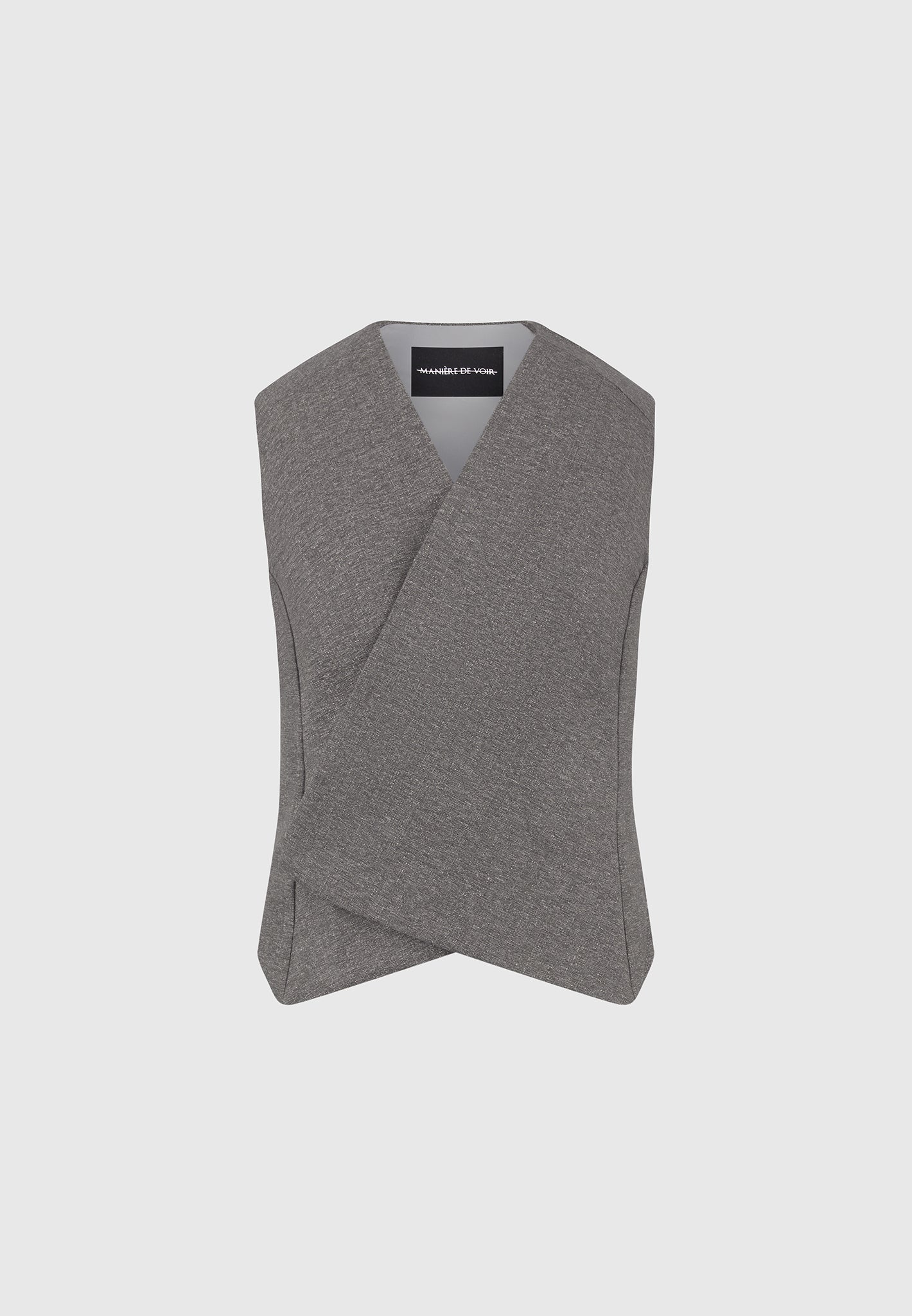 Laurence - Textured Tailored Wrap Waistcoat - Grey Marl - Image 6