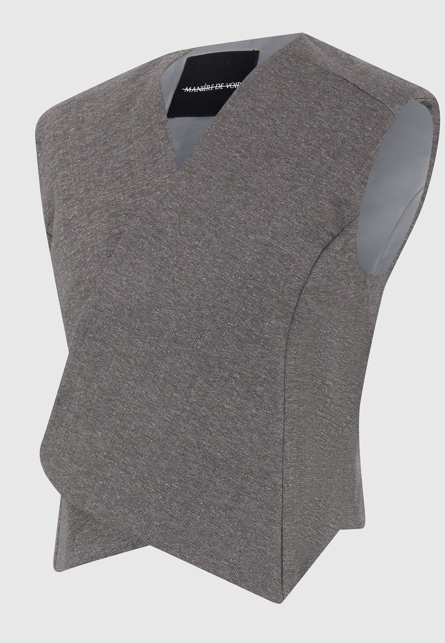 Laurence - Textured Tailored Wrap Waistcoat - Grey Marl - Image 7
