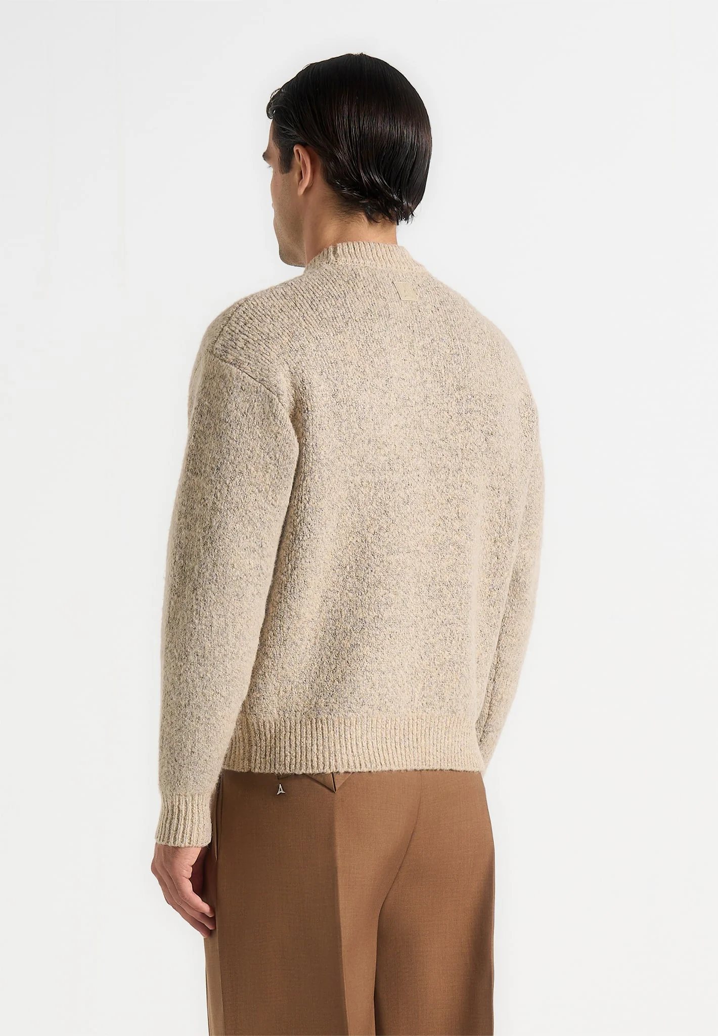 Theo - Asymmetric Brushed Wool Knit Jumper - Beige - Image 5