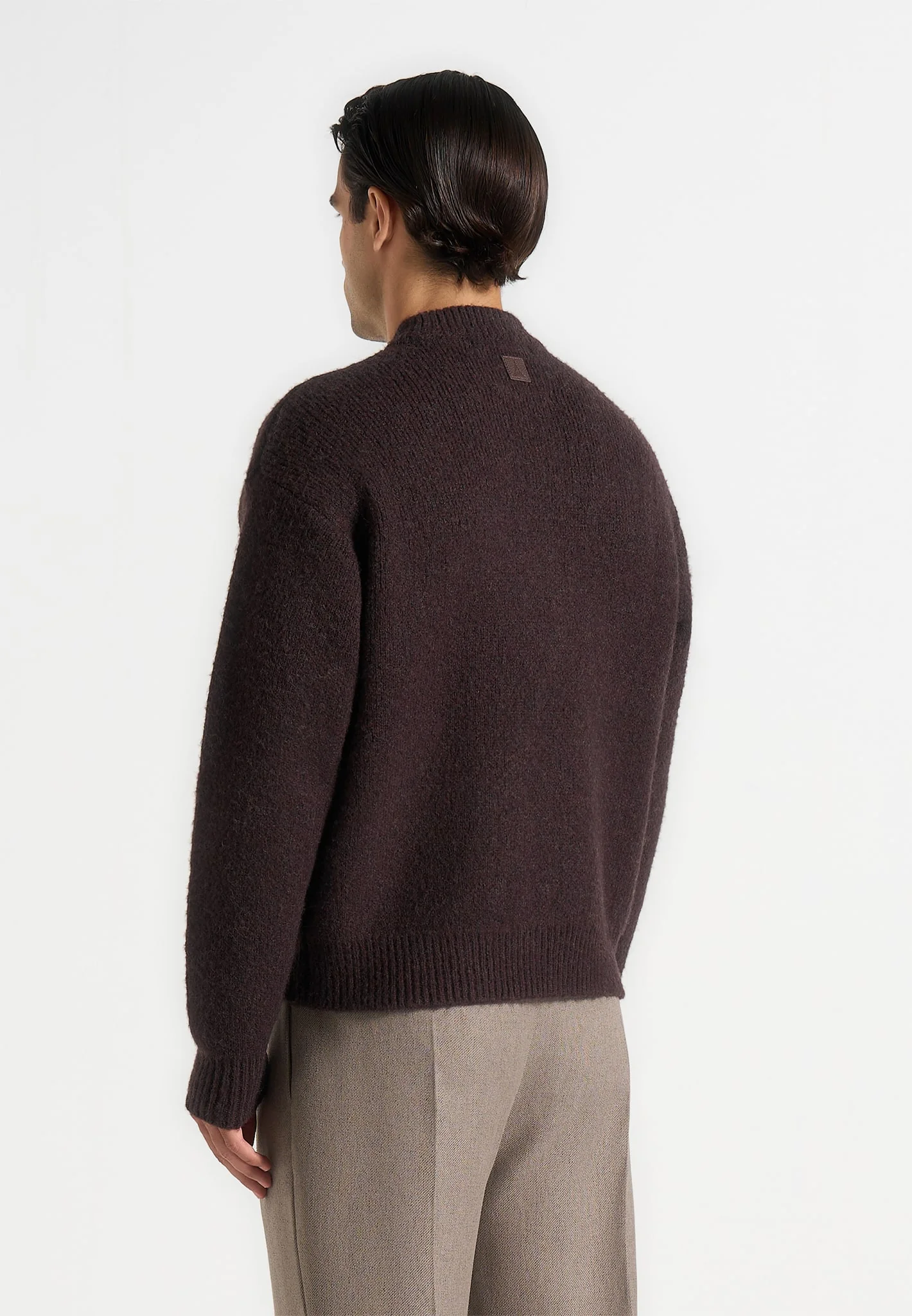 Theo - Asymmetric Brushed Wool Knit Jumper - Brown - Image 4