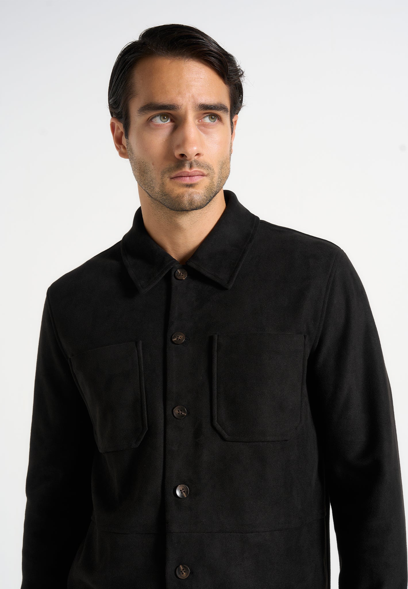 Thomas - Suede Long Sleeve Shirt - Black - Image 4