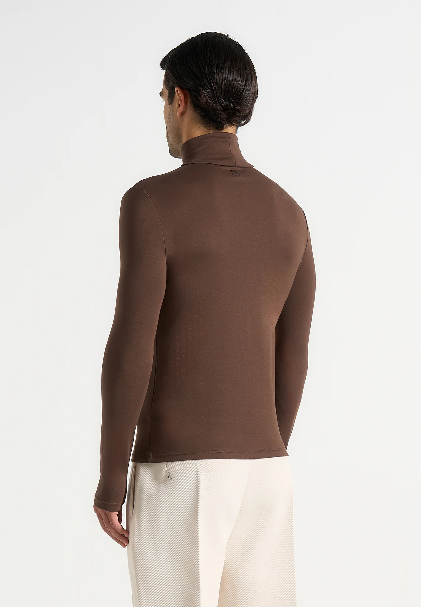 TS006 - Long Sleeve Roll Neck Top - Brown - Image 4