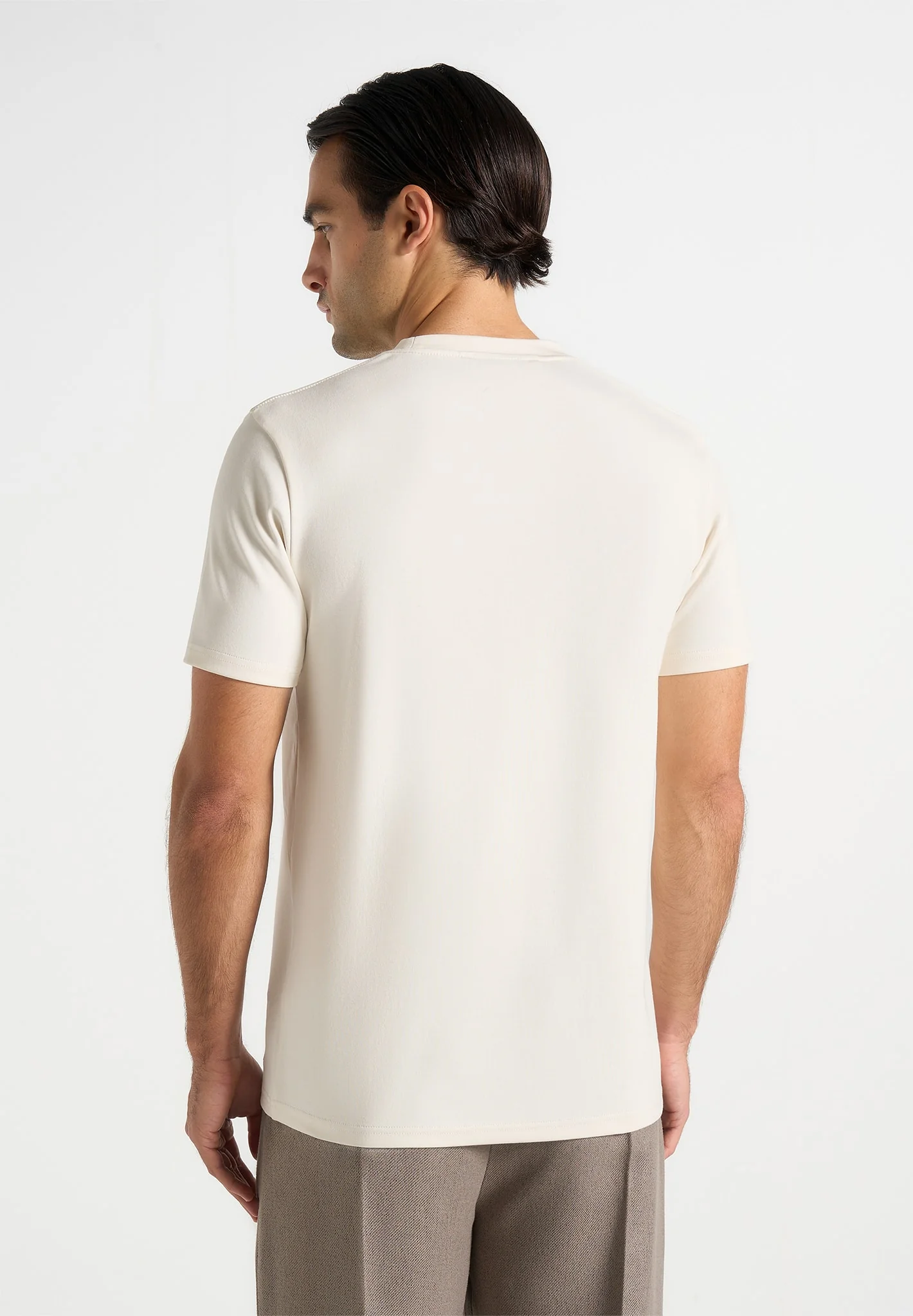 TS008 - Regular Fit Cotton T-Shirt - Cream - Image 5