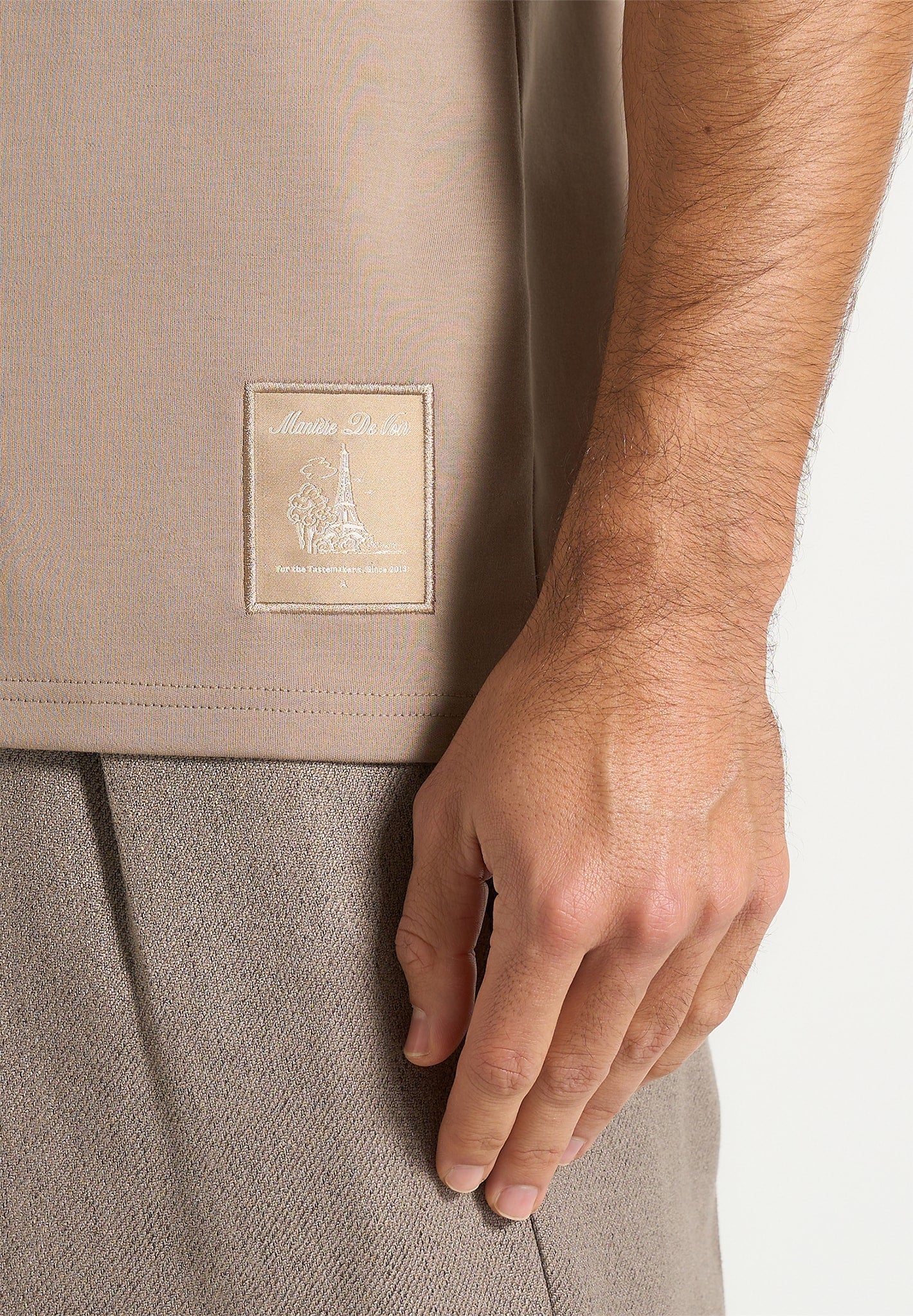 TS008 - Regular Fit Cotton T-Shirt - Taupe - Image 3