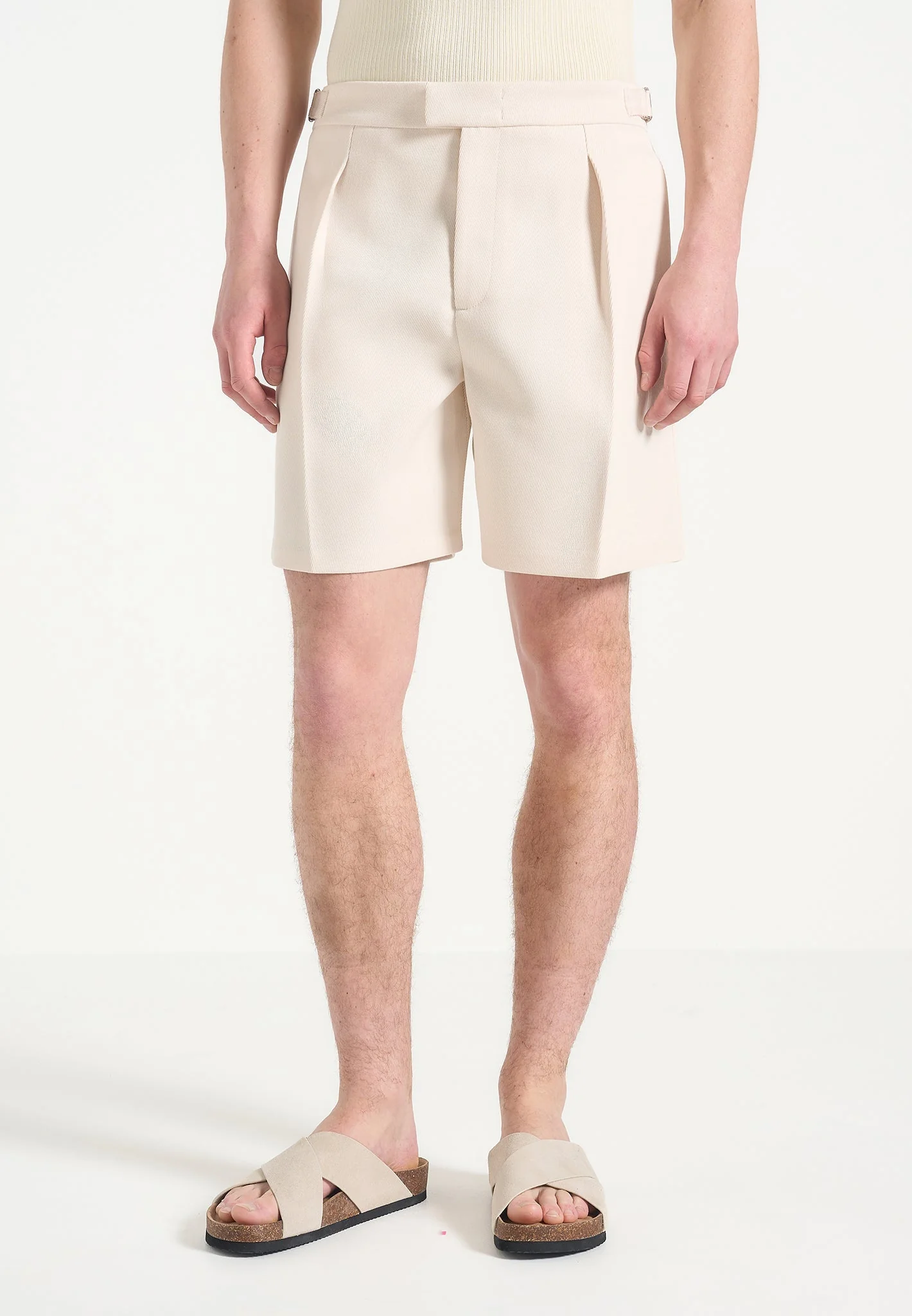 Marin - Twill Pleated Shorts - Cream
