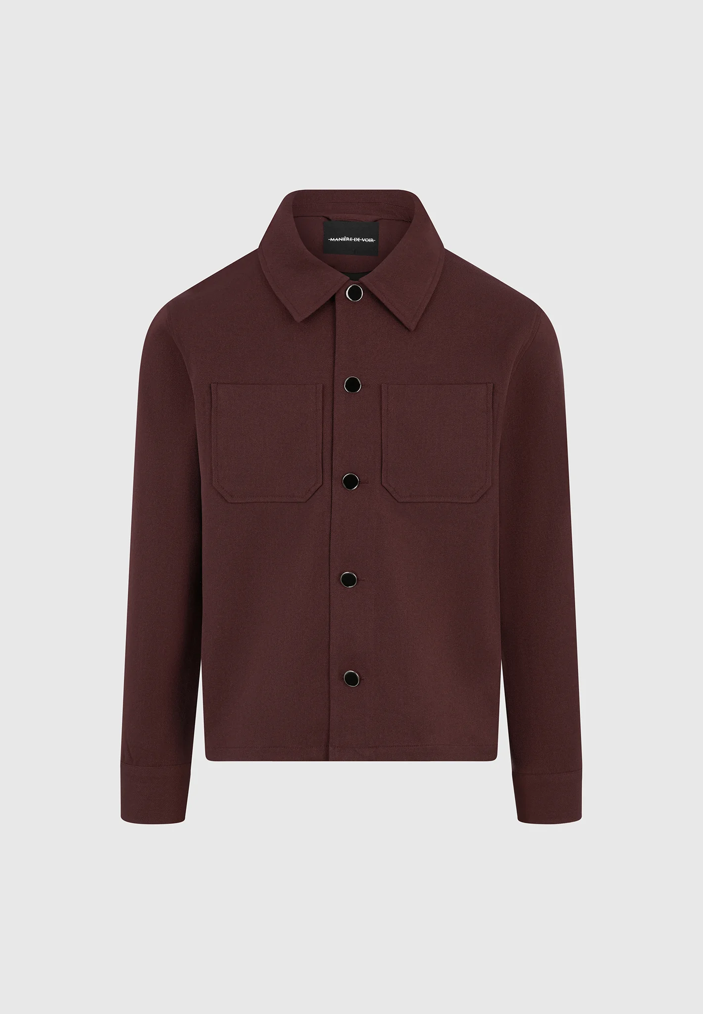 Benoit - Twill Pocket Cropped Shirt - Wine Red - Image 8