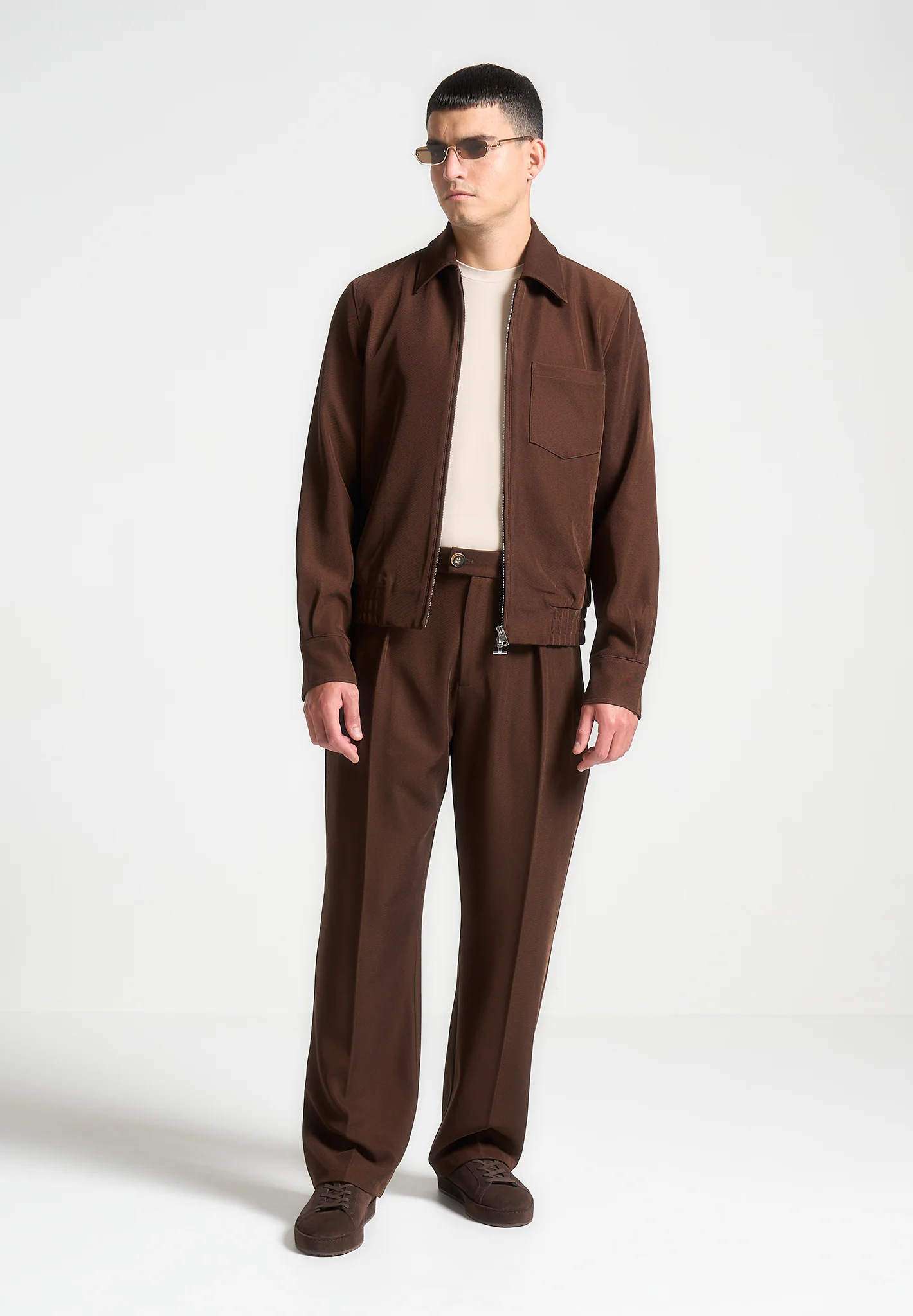 Twill Tailored Jacket - Brown - Image 2