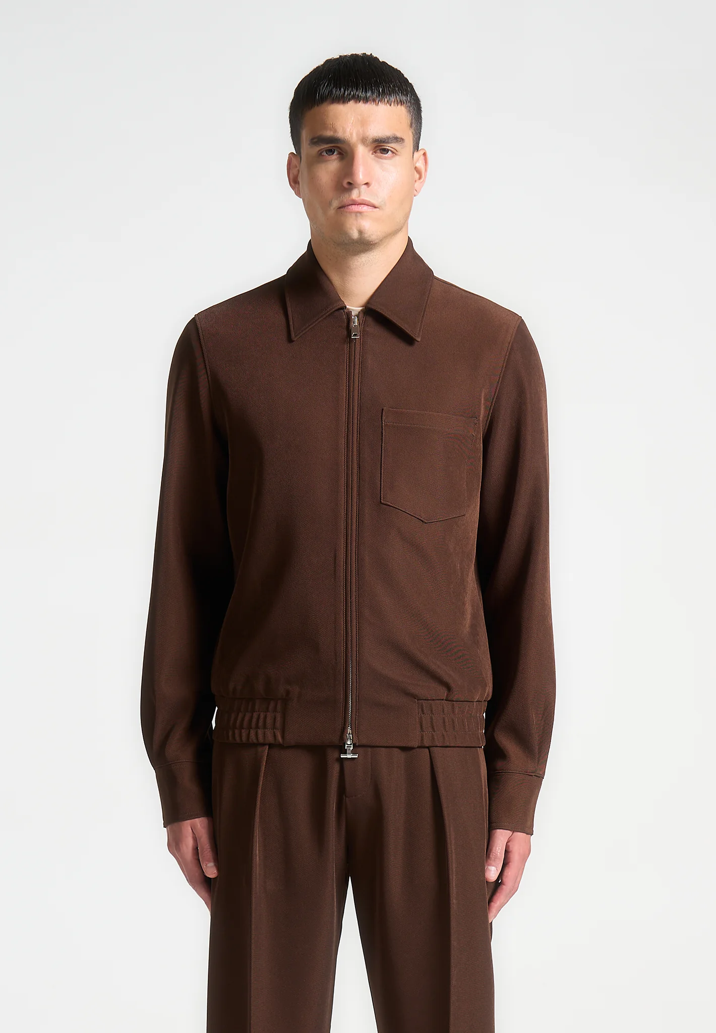 Twill Tailored Jacket - Brown - Image 3