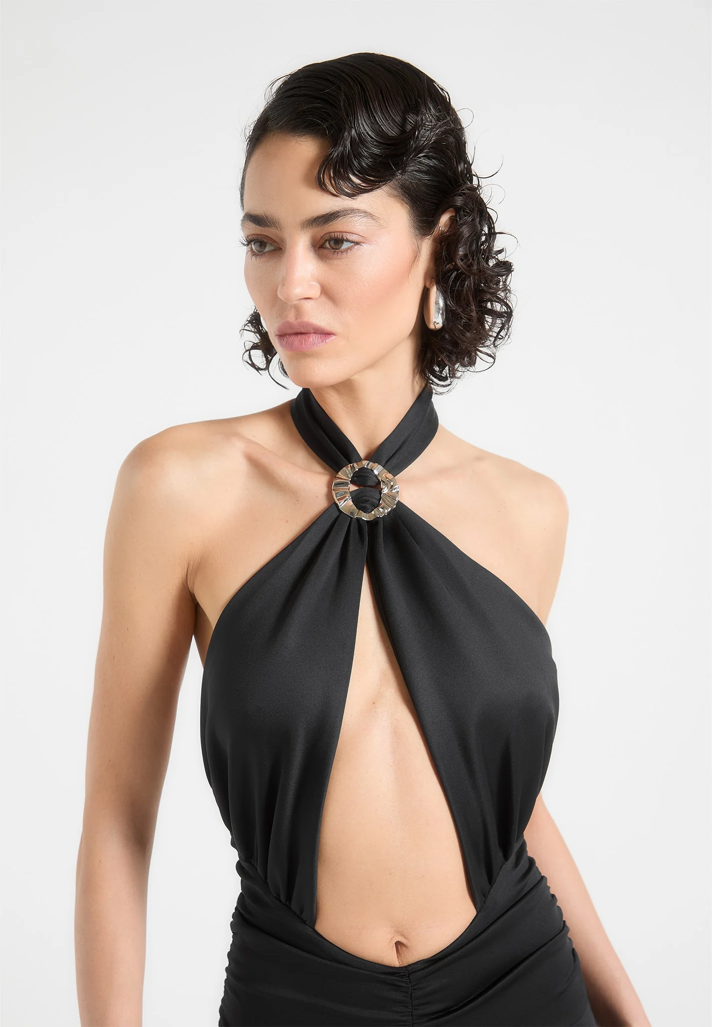 Twist Halterneck Ruched Jumpsuit - Black - Image 5