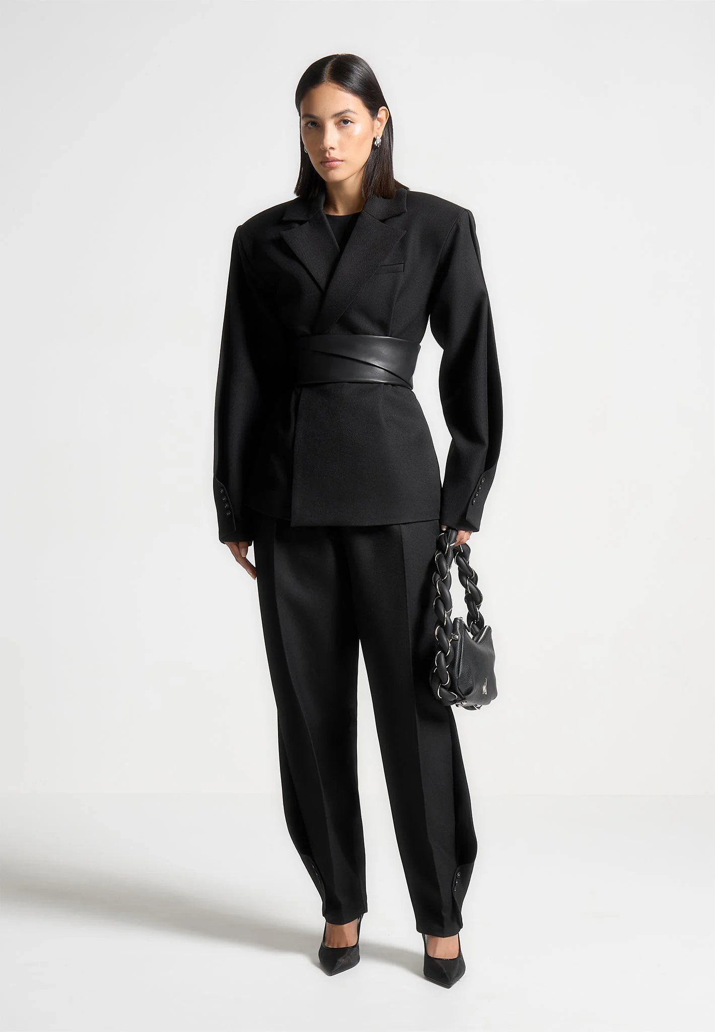 Sophie - Twist Leg Tailored Trousers - Black - Image 2