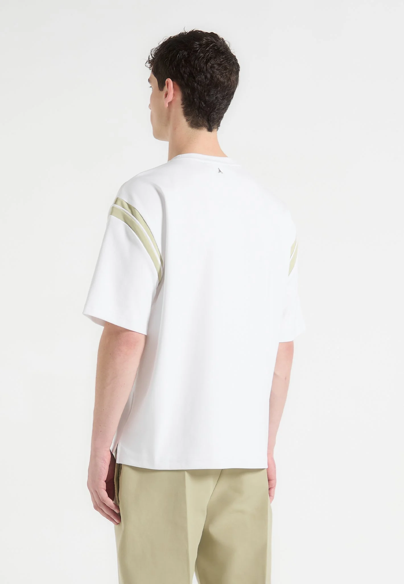 Georges - Varsity Cotton T-Shirt - Off White/Sage - Image 3