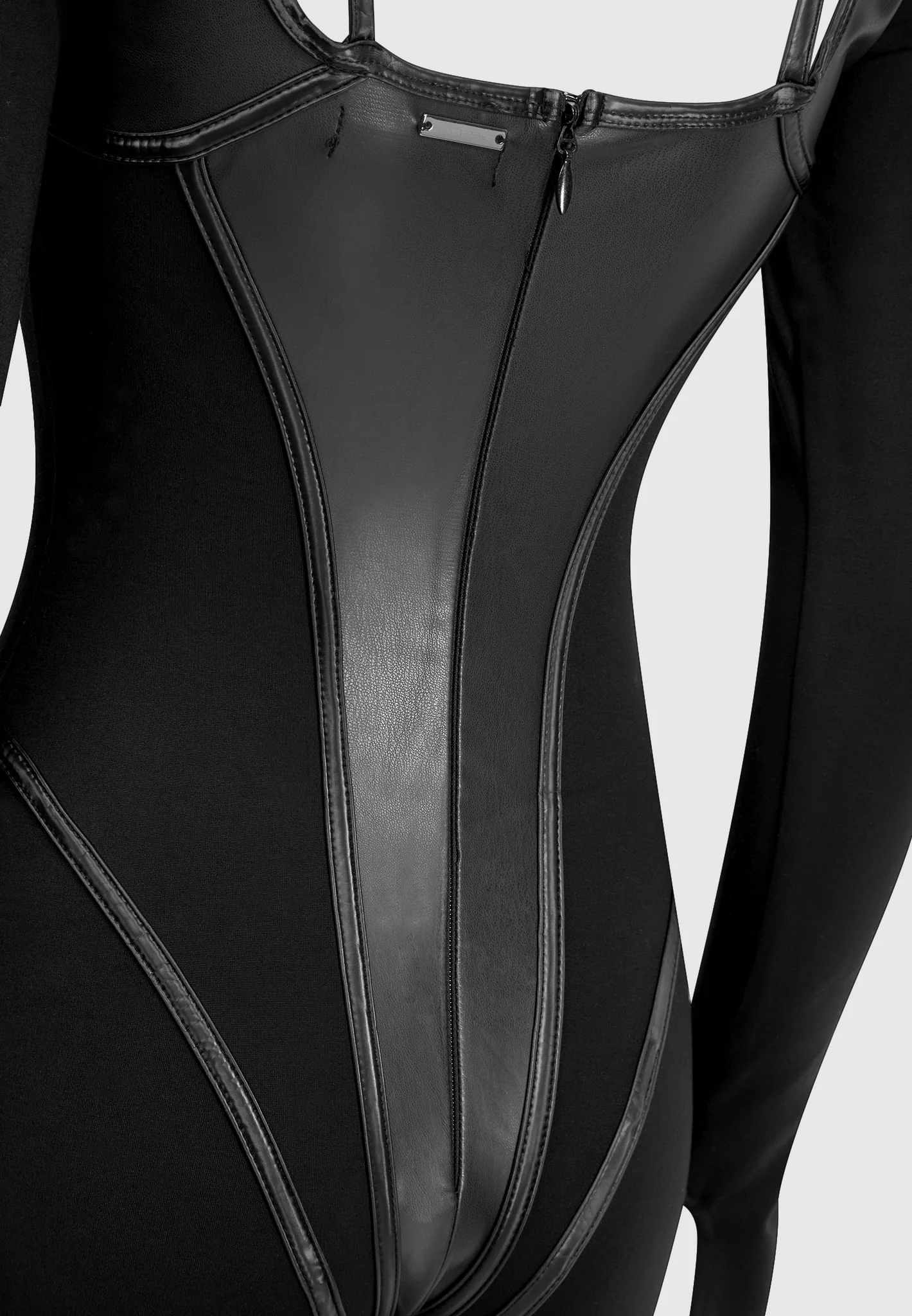 Leather and Bandage Corset Jumpsuit - Black - Image 6