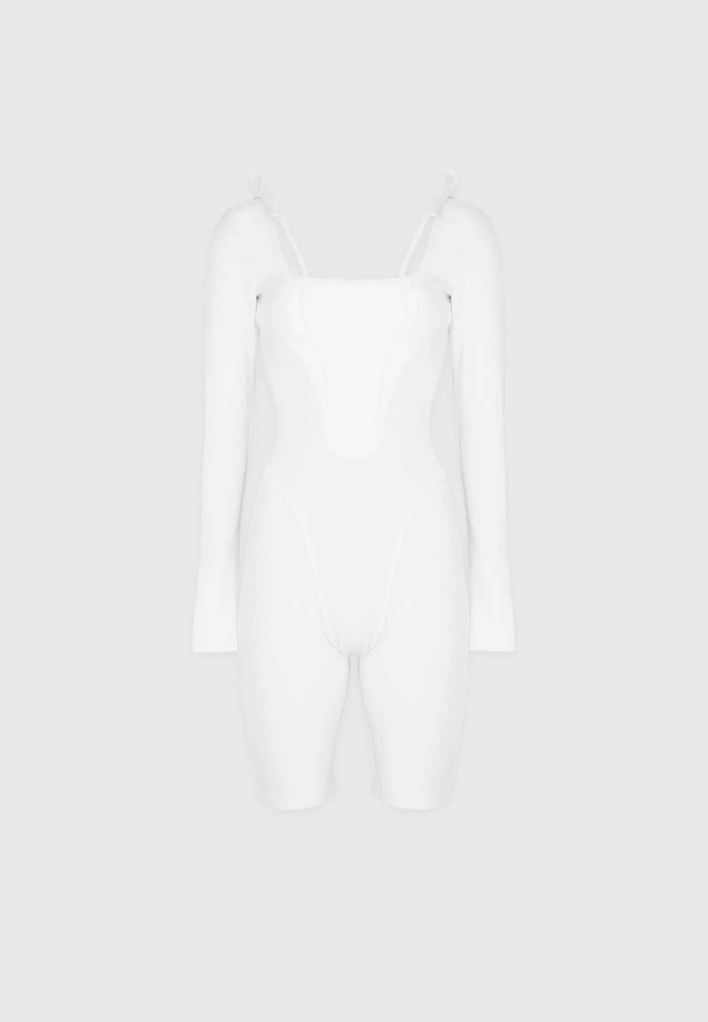 Leather and Bandage Corset Playsuit - White - Image 5
