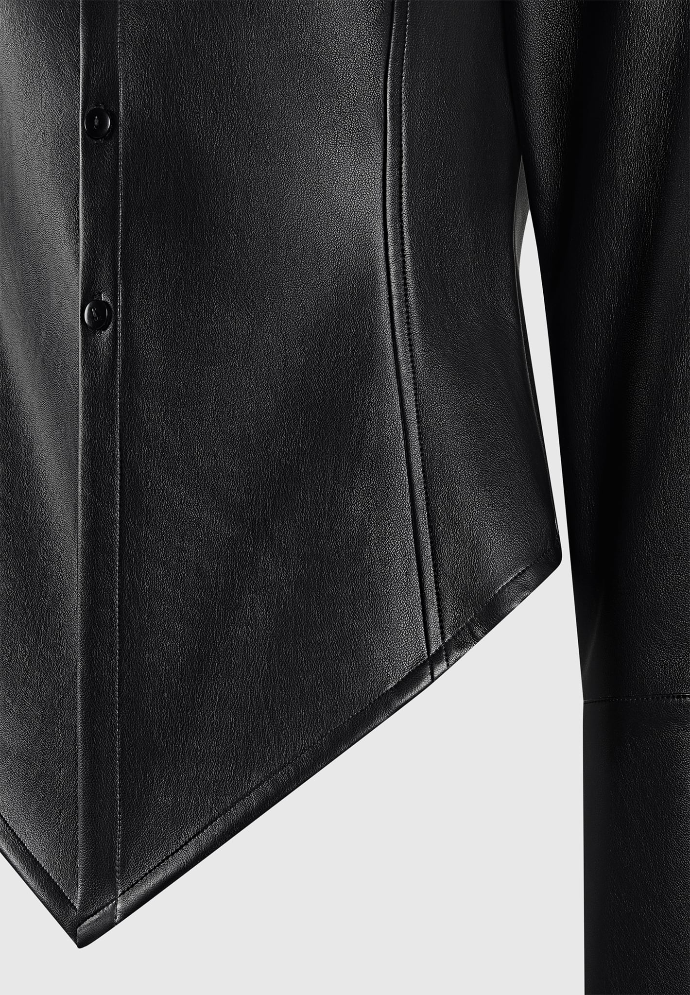 Sonia - Leather Angled Shirt - Black - Image 5
