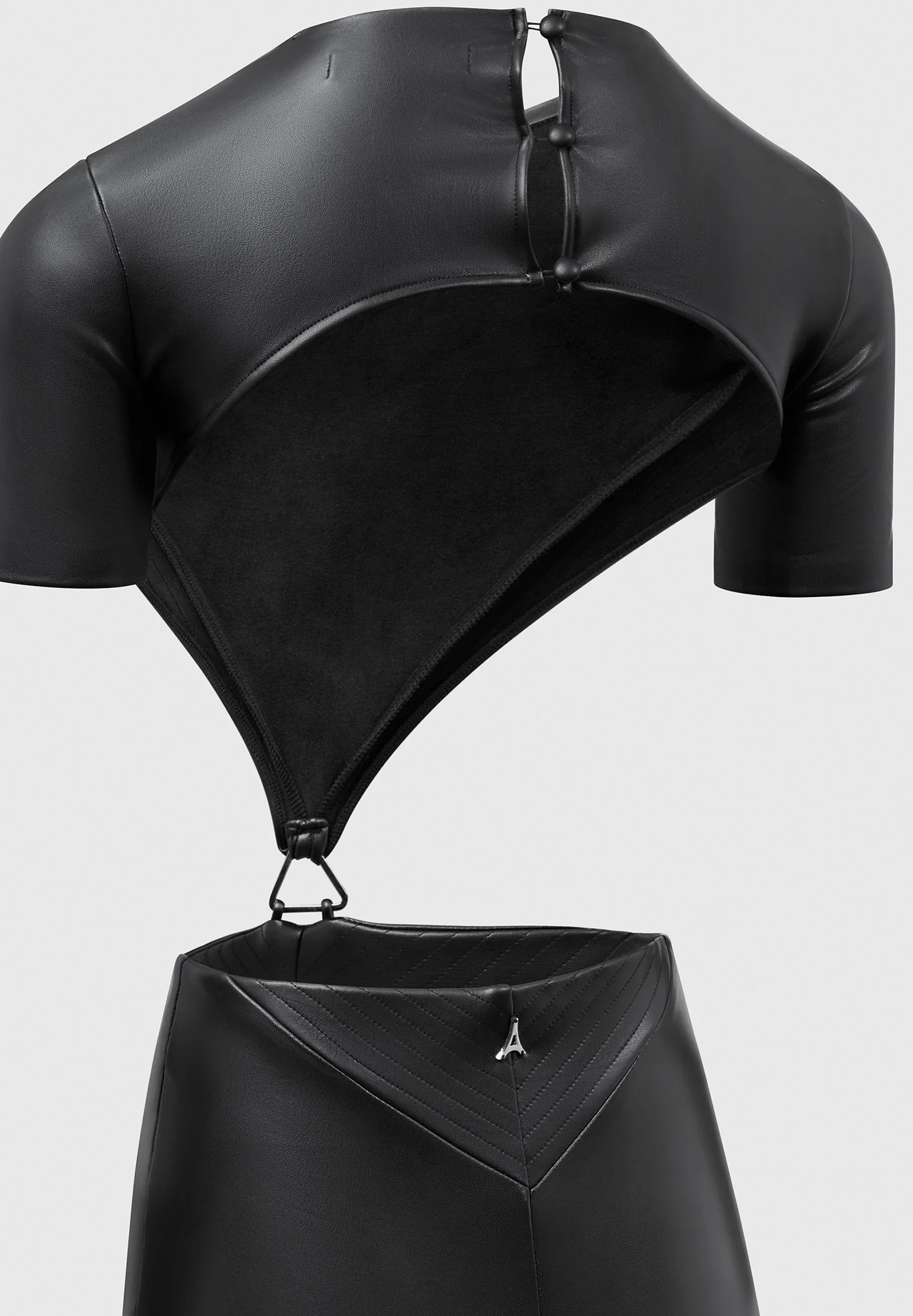 Leather Backless Jumpsuit - Black - Image 7