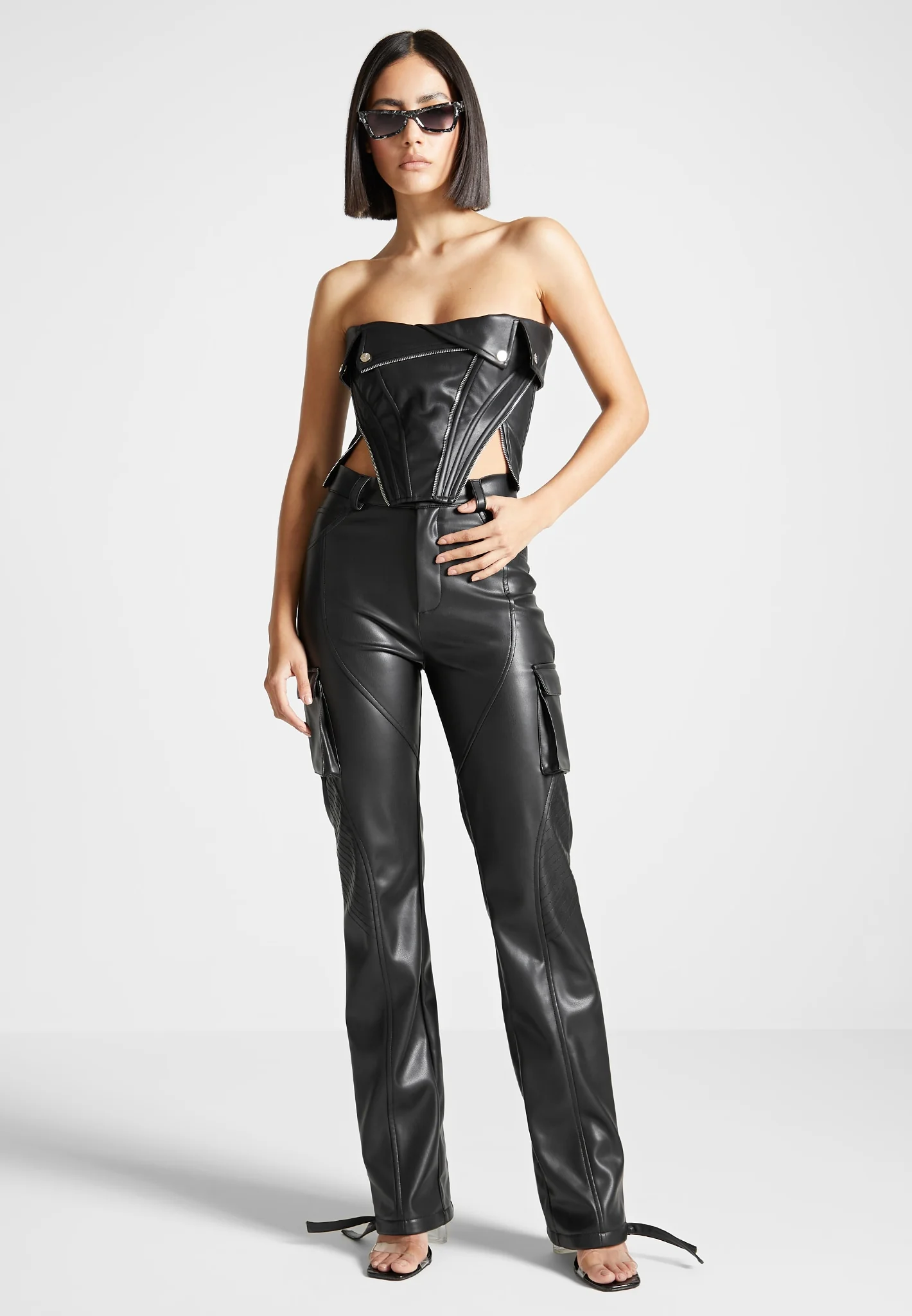 Leather Biker Corset - Black - Image 2