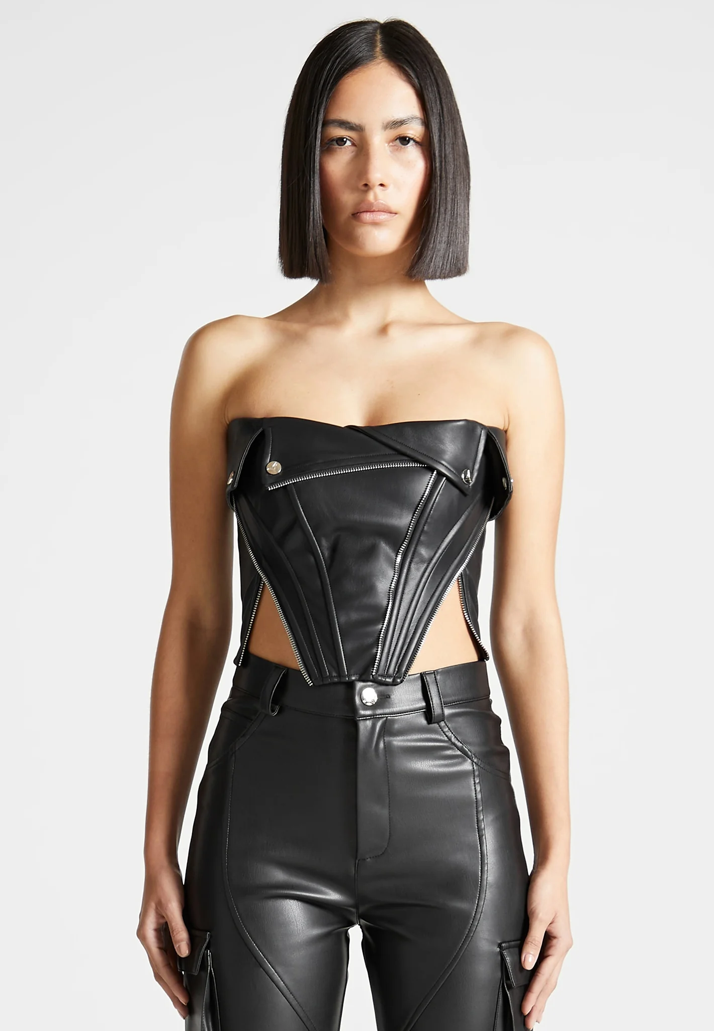 Leather Biker Corset - Black - Image 3