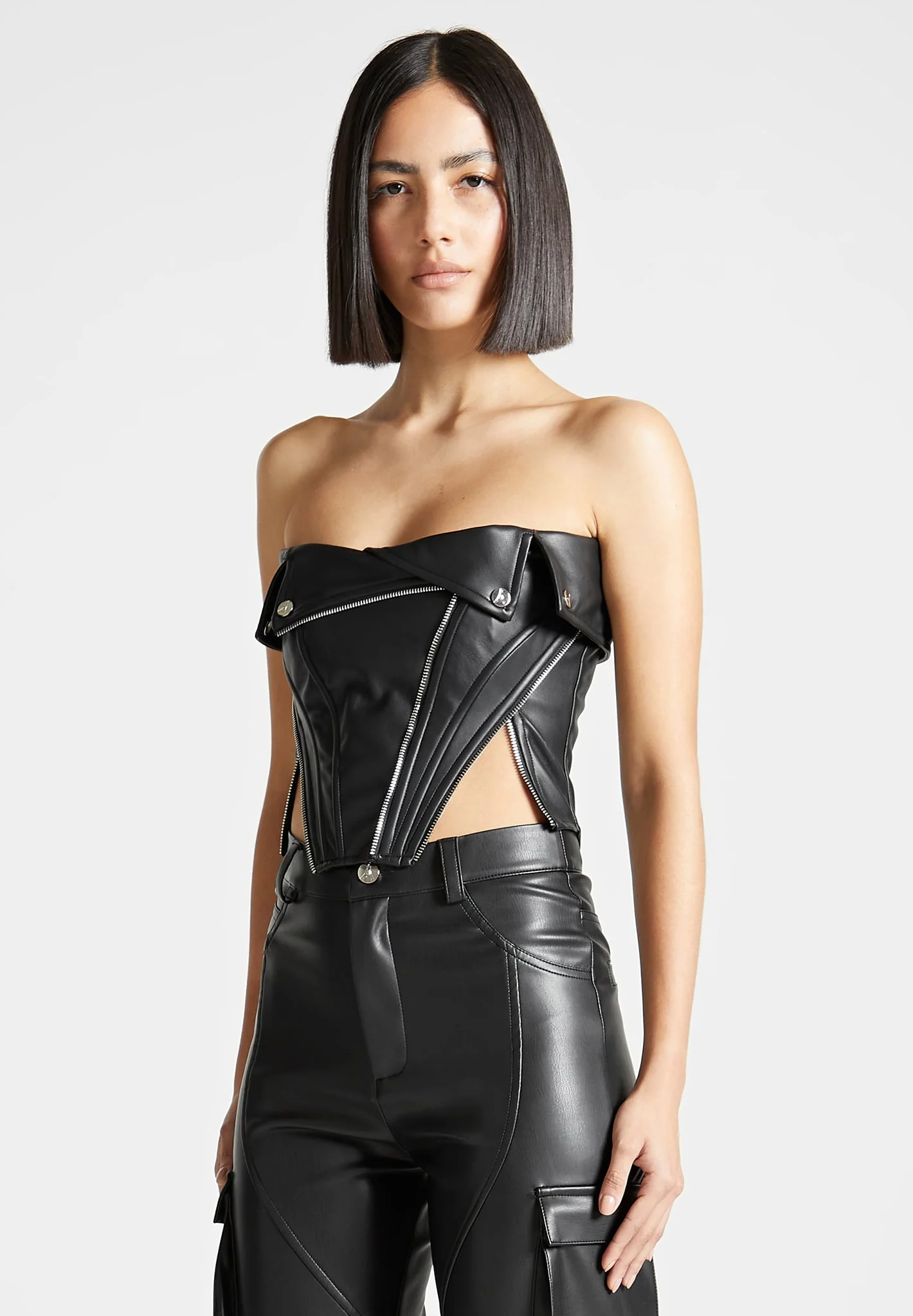 Leather Biker Corset - Black - Image 5