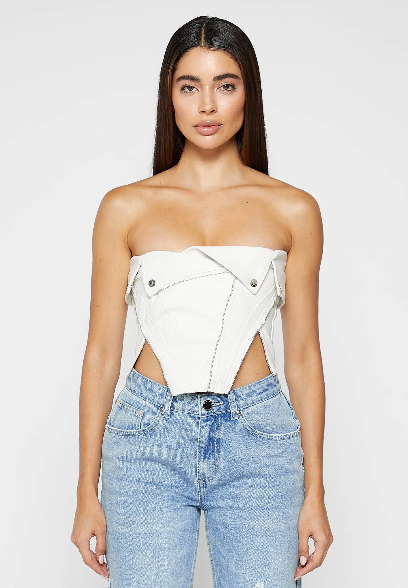 Leather Biker Corset - White
