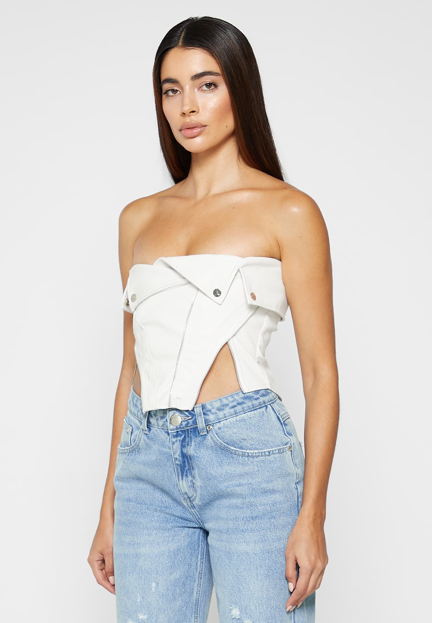 Leather Biker Corset - White - Image 4