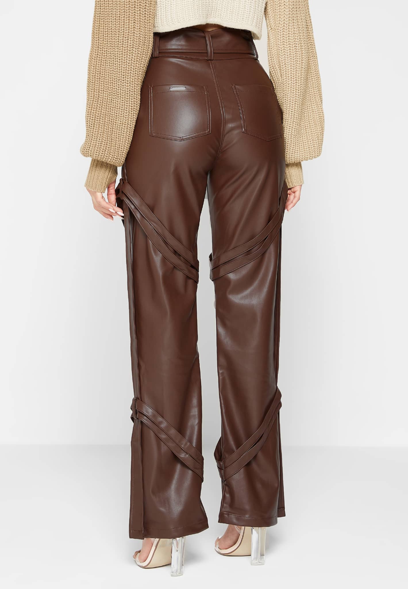 Leather Carpenter Cargo Trousers - Brown - Image 4