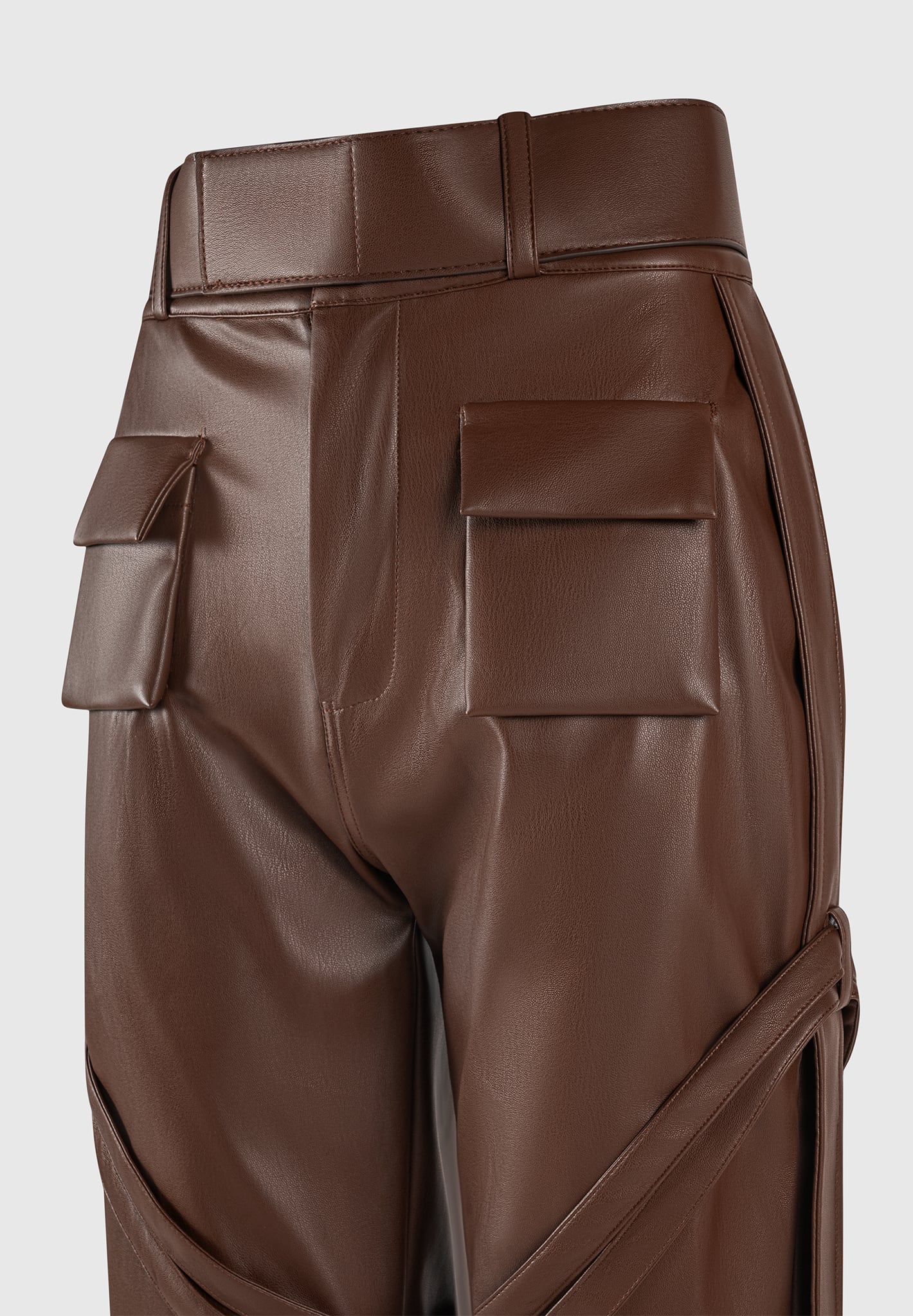 Leather Carpenter Cargo Trousers - Brown - Image 9