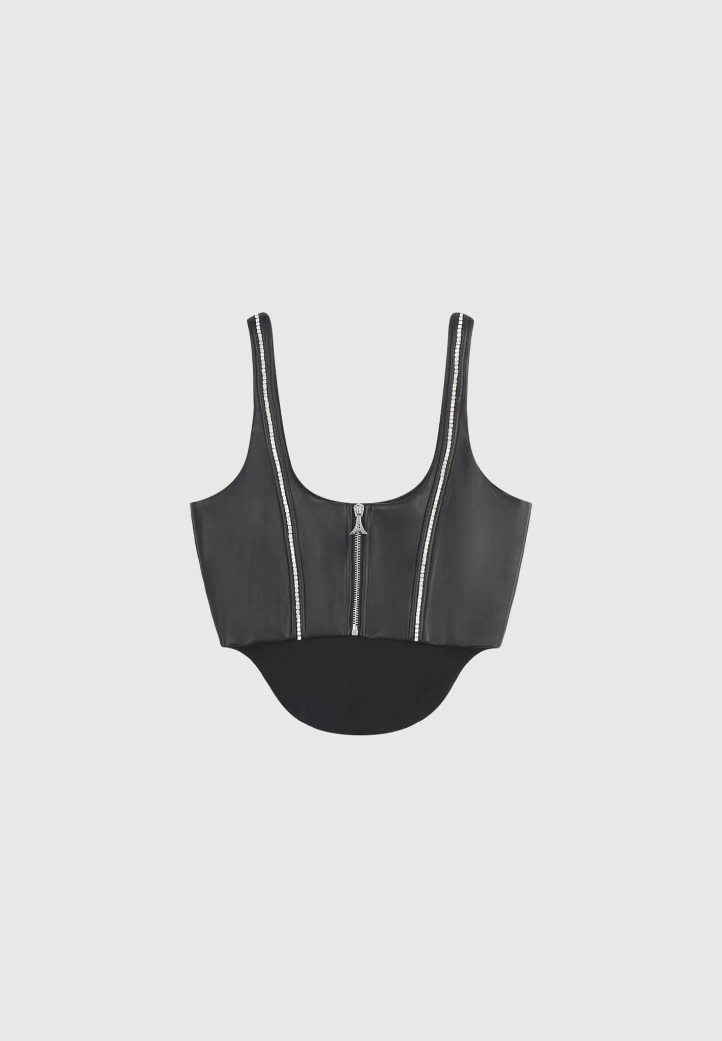 Leather Embellished Corset Top - Black - Image 7
