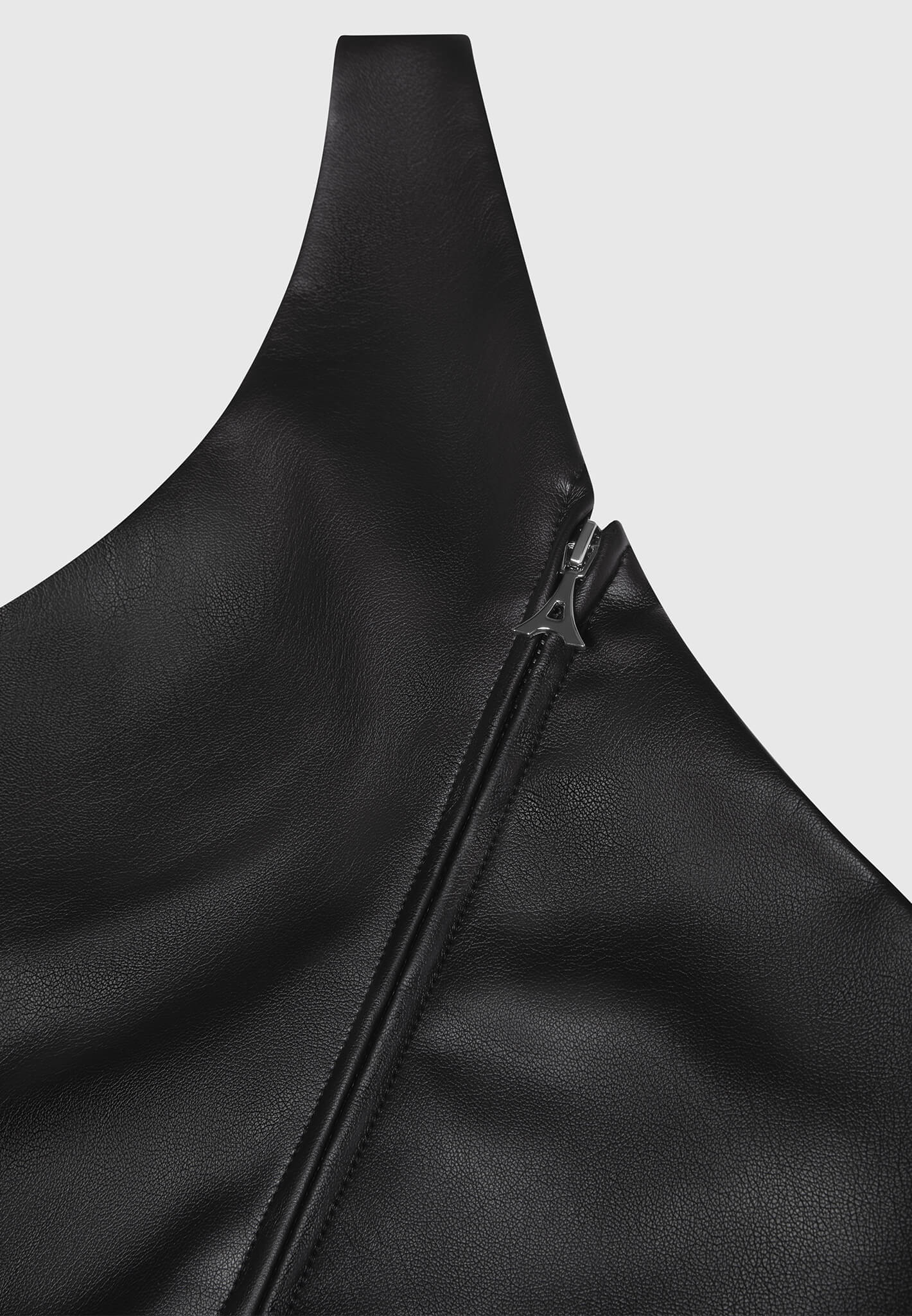 Leather Invisible Strap Top - Black - Image 6