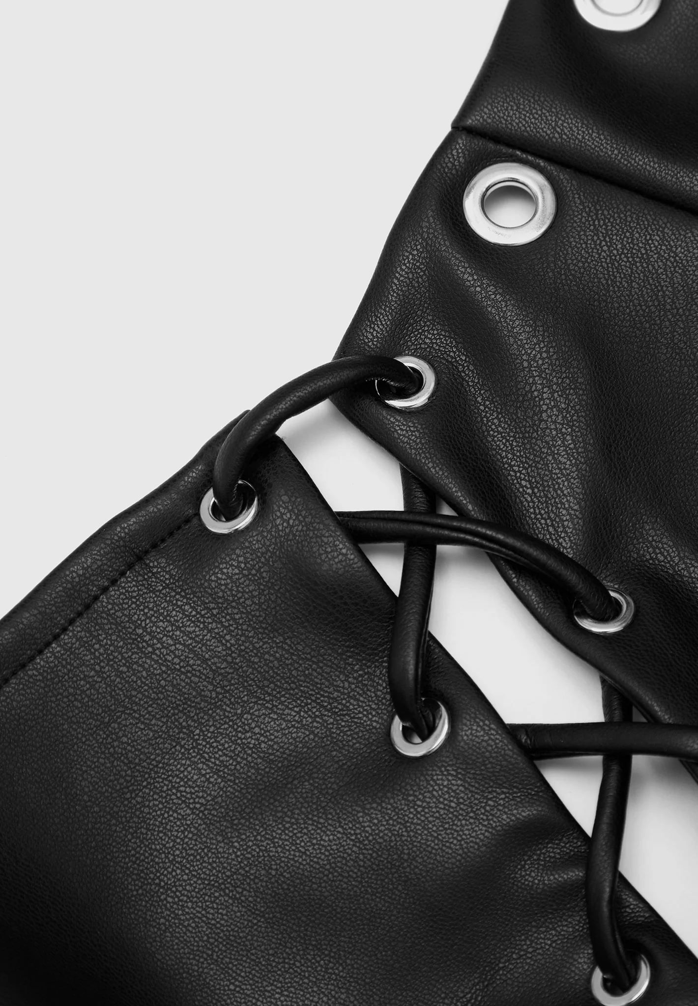 Leather Lace Up Halterneck Bodysuit - Black - Image 9