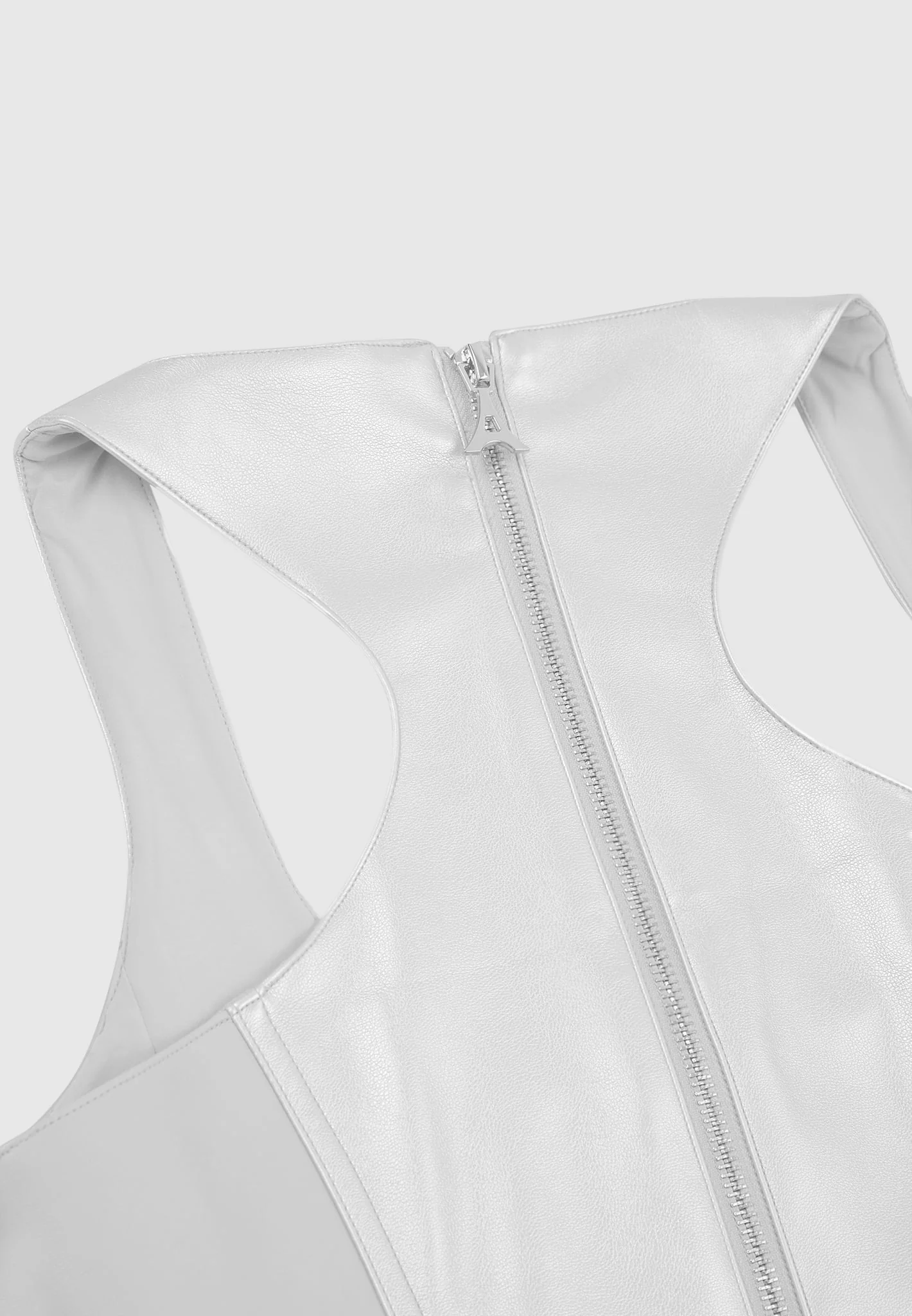 Leather Metallic Corset Top - Silver - Image 8