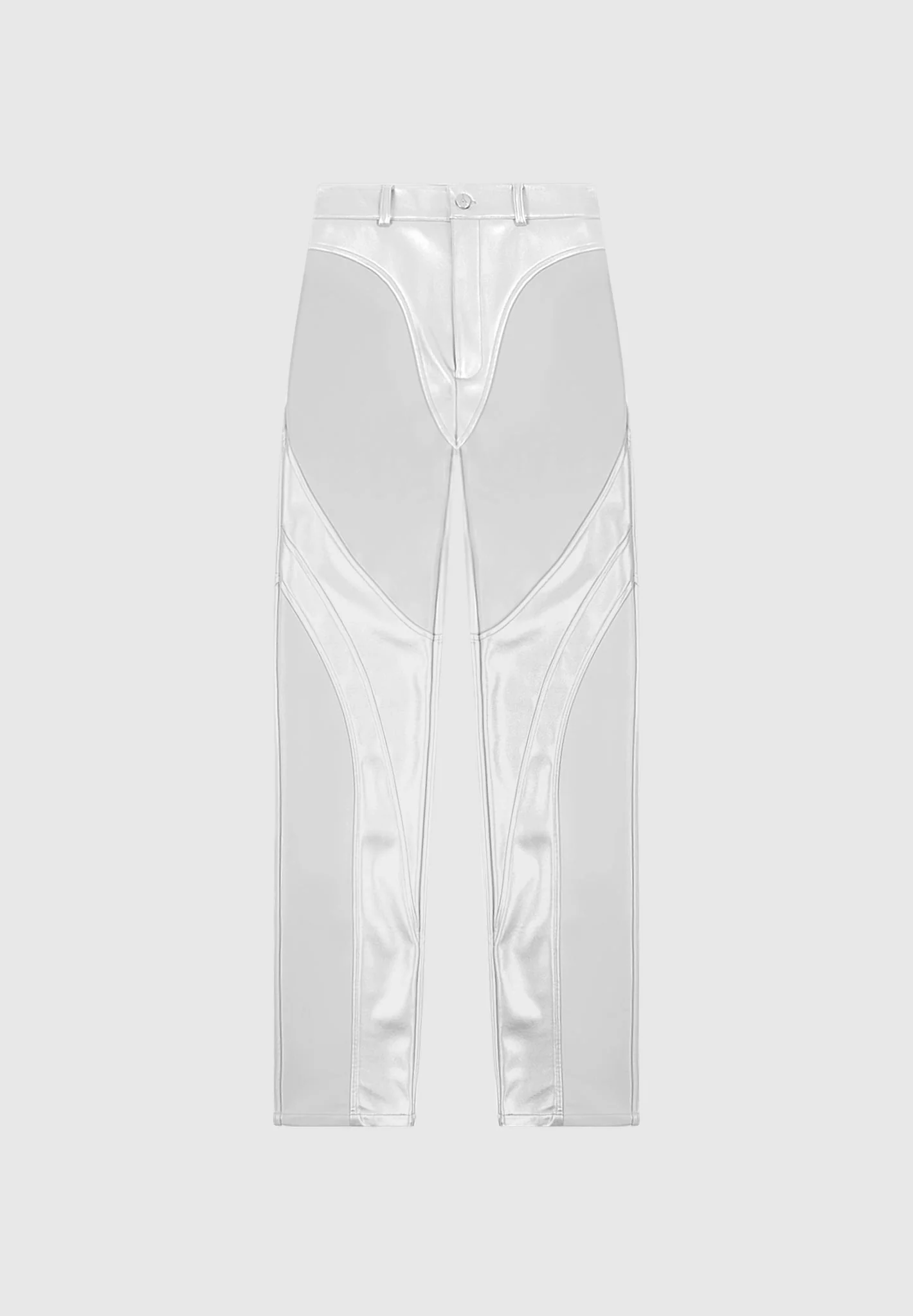 Leather Metallic Trousers - Silver - Image 2