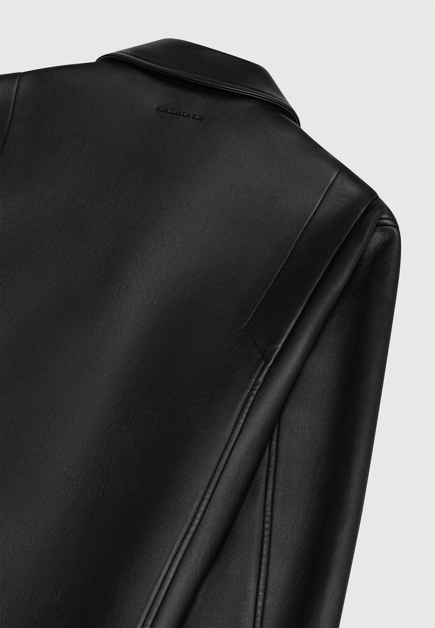 Bernard - Leather Minimal Boxy Jacket - Black - Image 7
