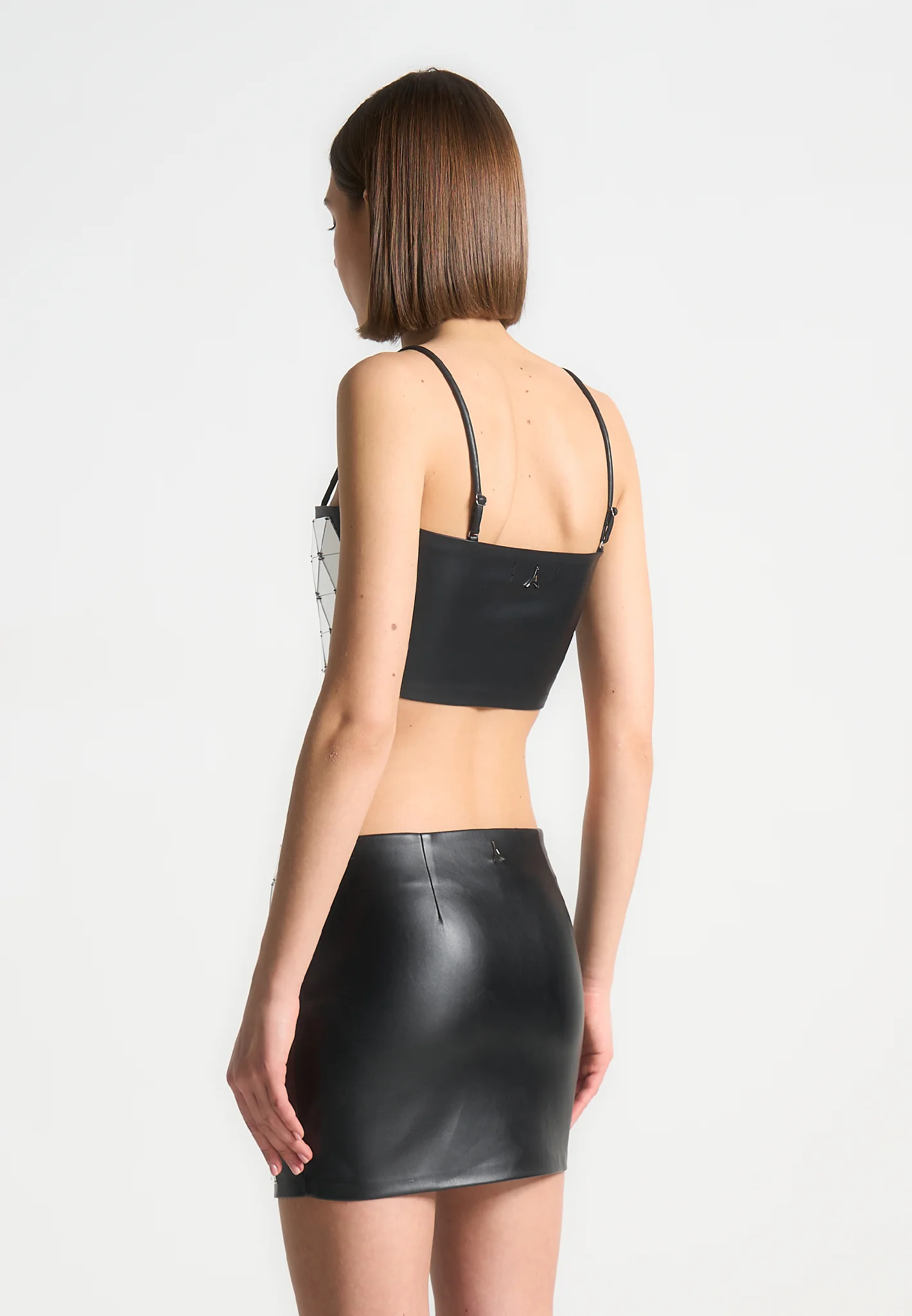 Leather Mirrored Bandeau Top - Silver/Black - Image 3