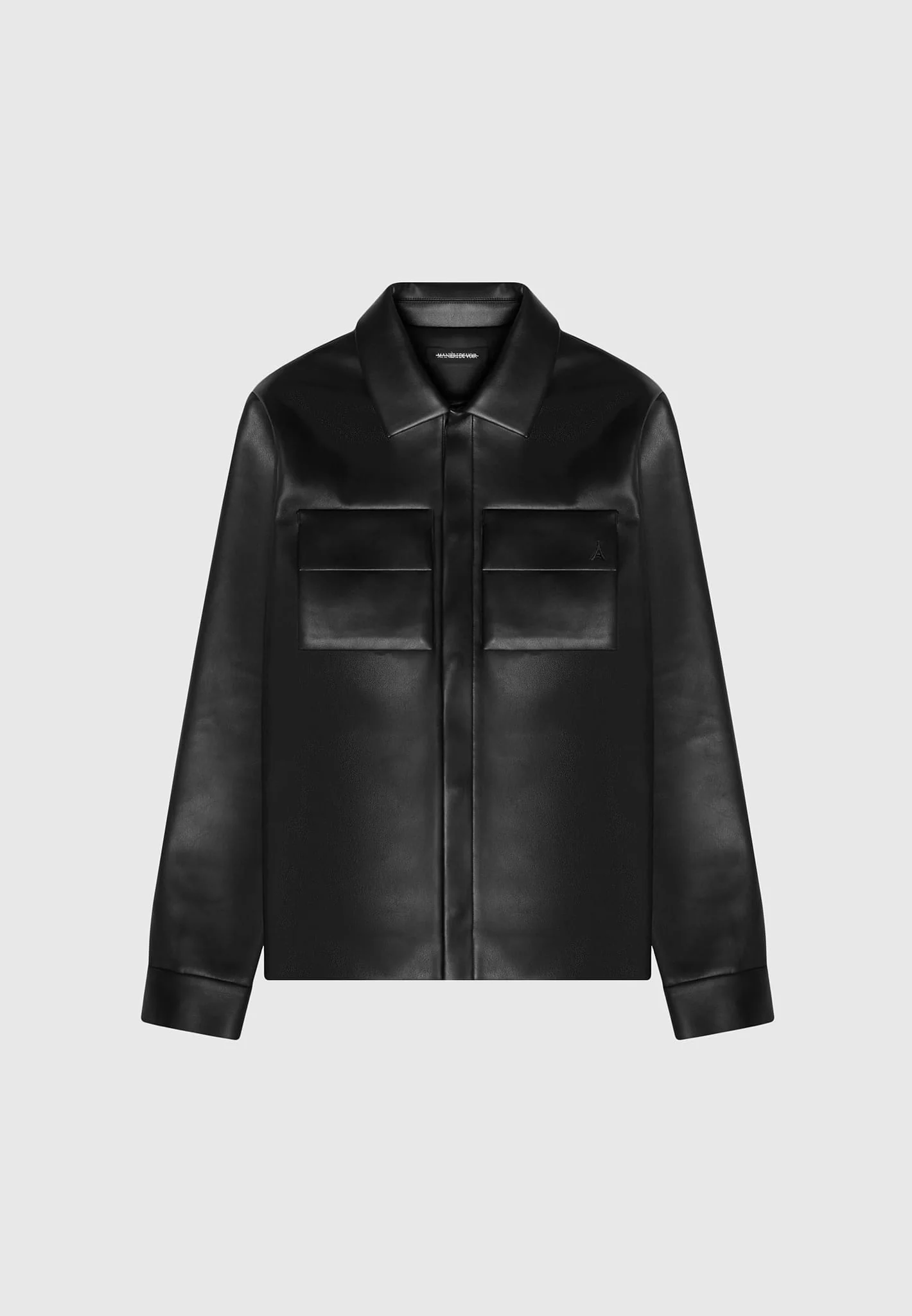 Leather Shirt Jacket - Black - Image 3