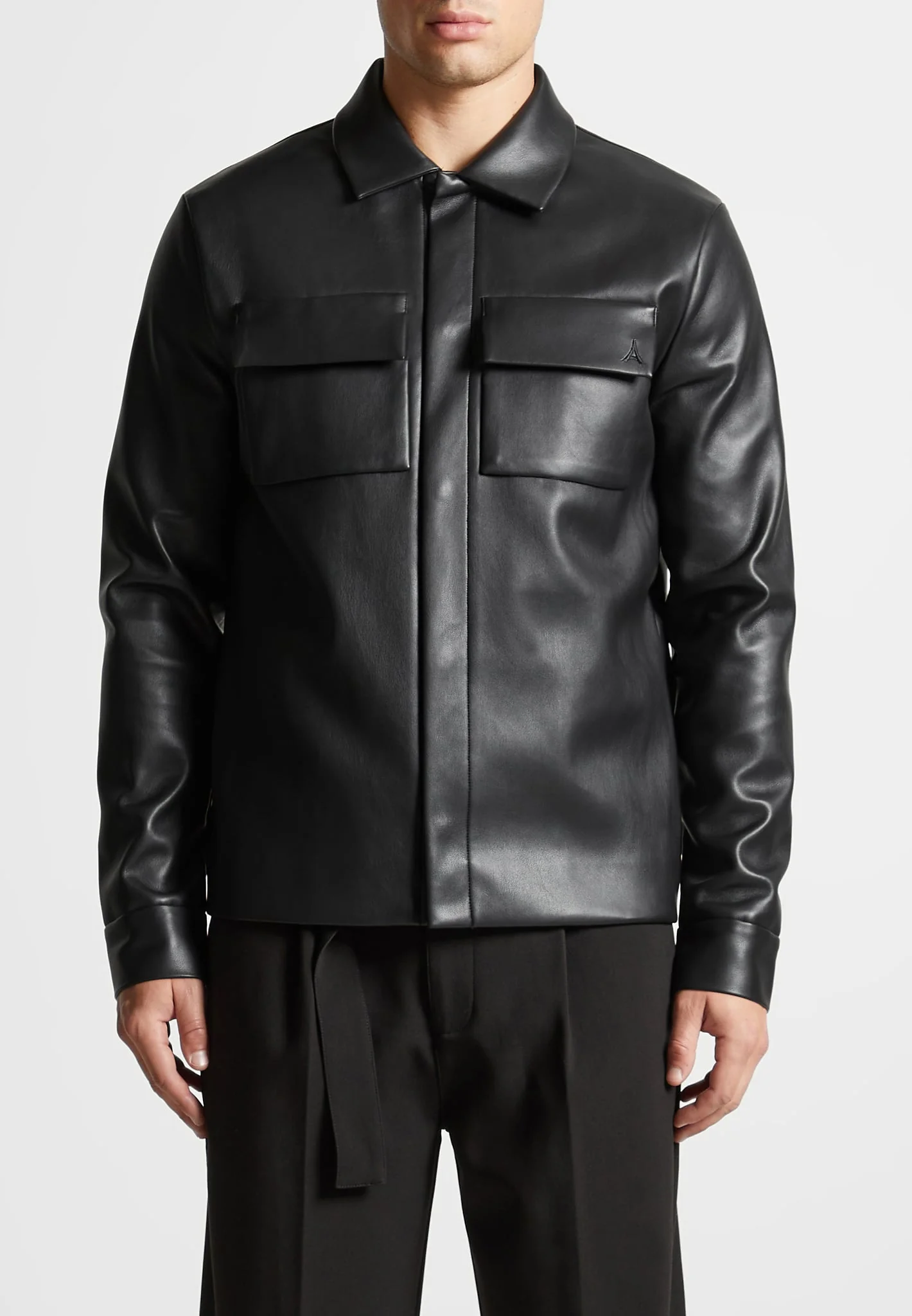 Leather Shirt Jacket - Black - Image 4