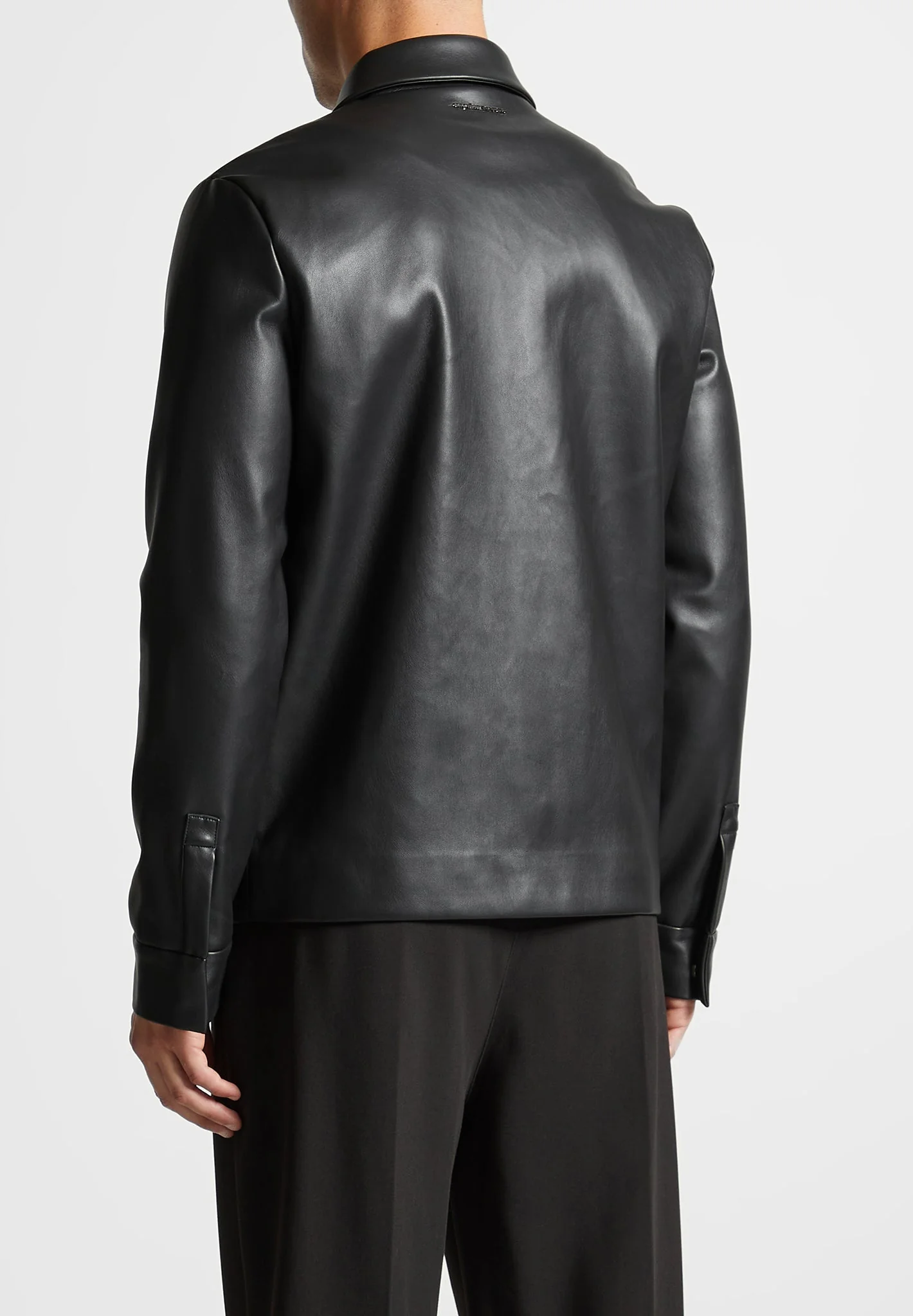 Leather Shirt Jacket - Black - Image 5