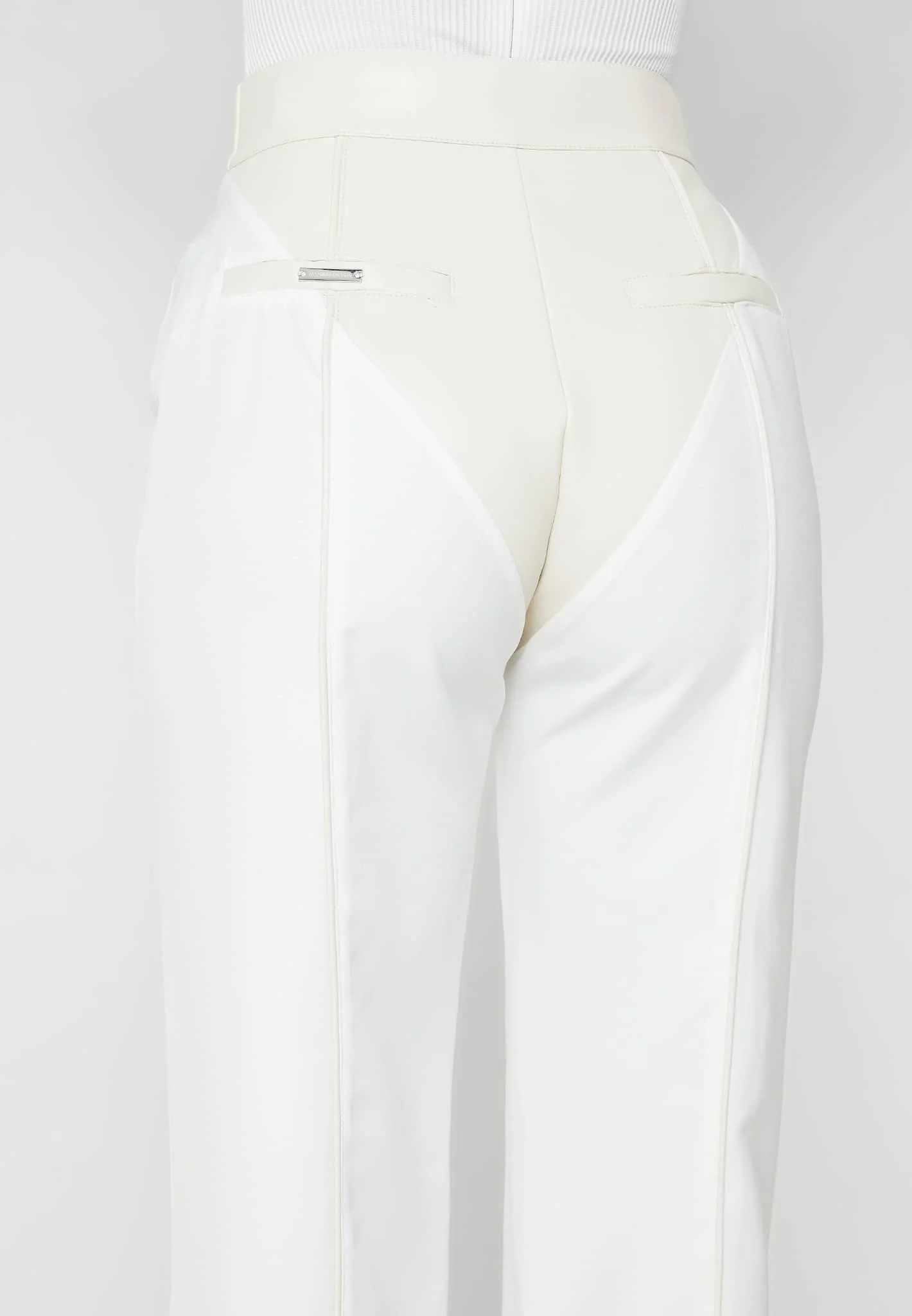 Leather & Woven Trousers - Off White - Image 6