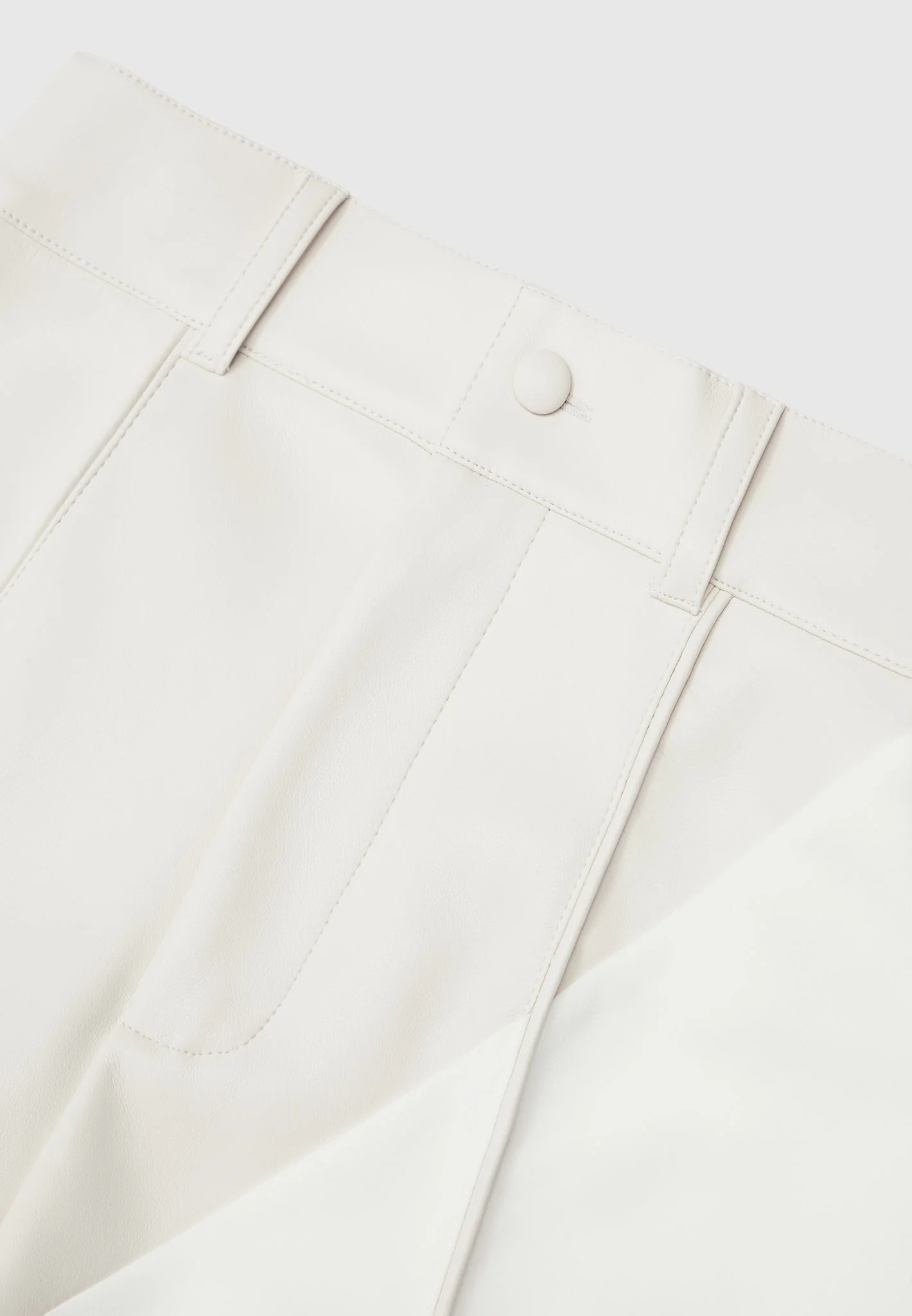 Leather & Woven Trousers - Off White - Image 9