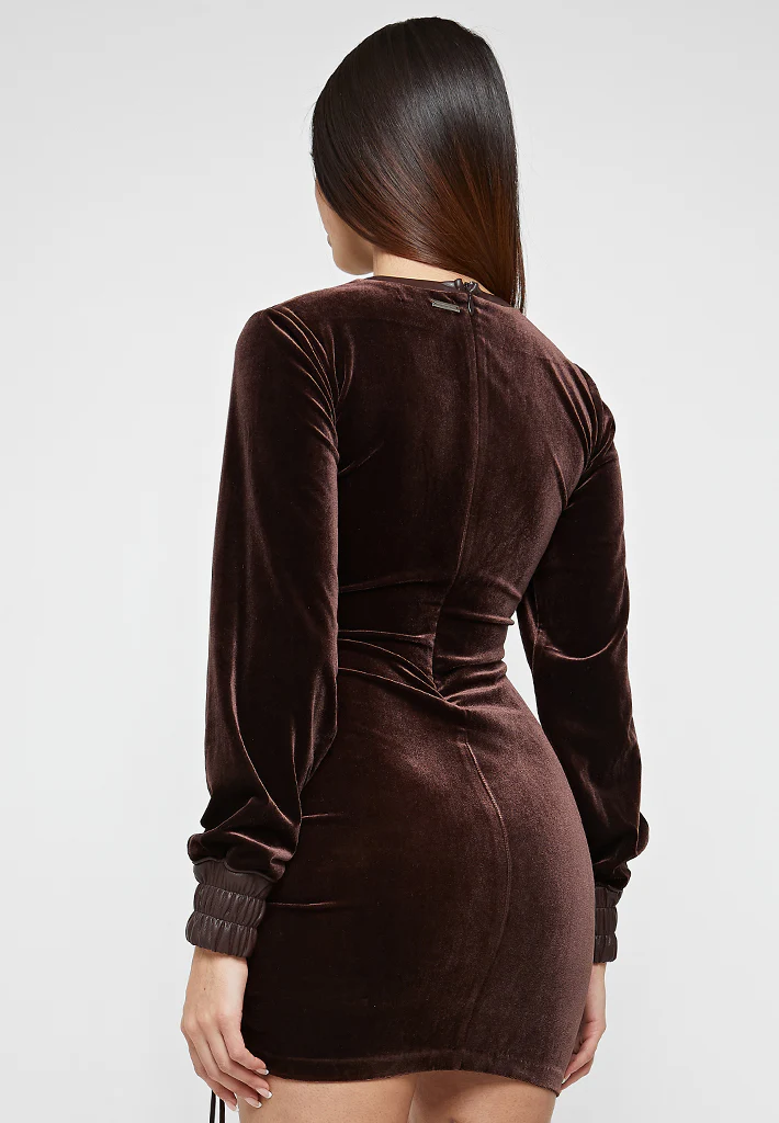 Velour Mini Dress - Brown - Image 5