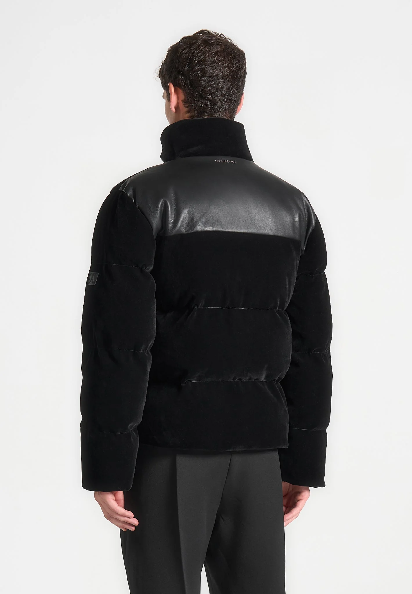 Velvet Puffer Jacket - Black - Image 2