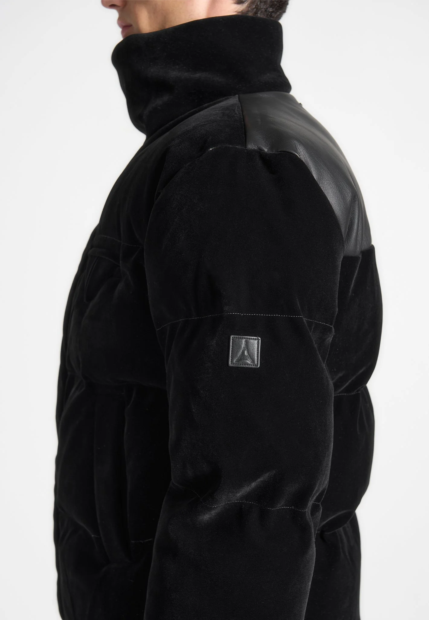 Velvet Puffer Jacket - Black - Image 4