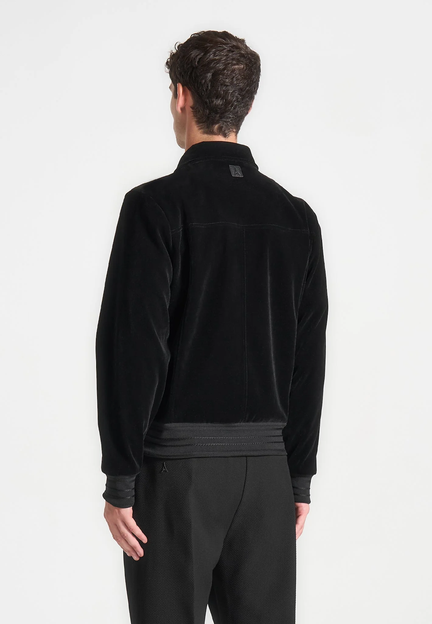 Velvet Trucker Jacket - Black - Image 5