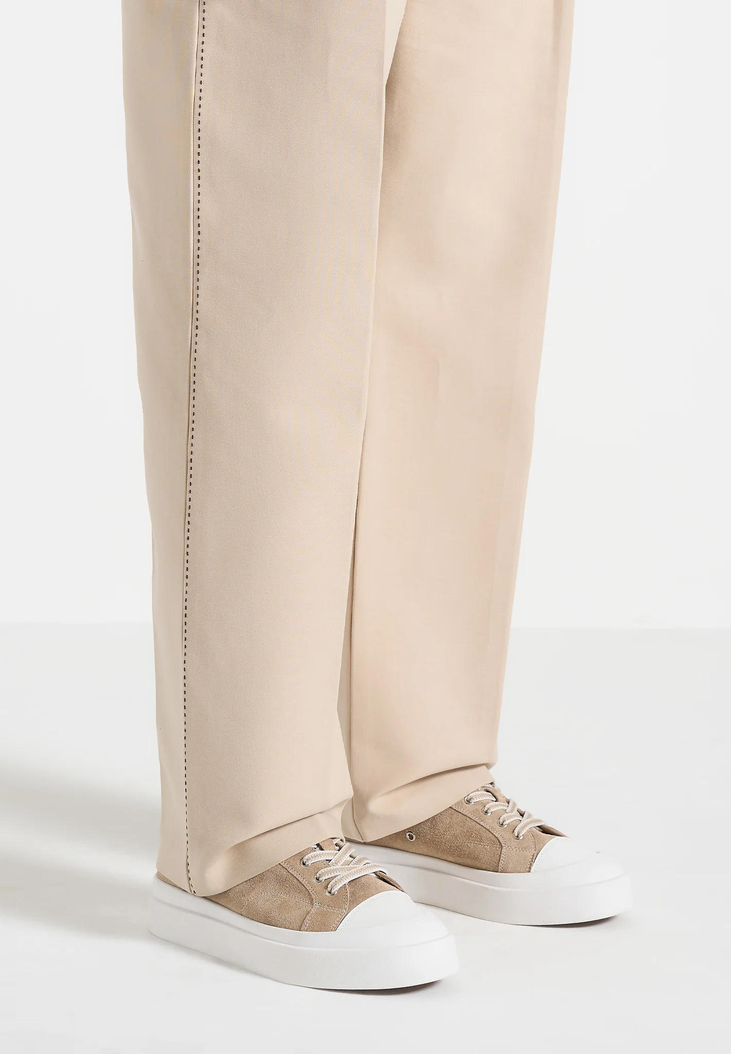 Vienna - Suede Contrast Stitch Sneaker - Beige - Image 2