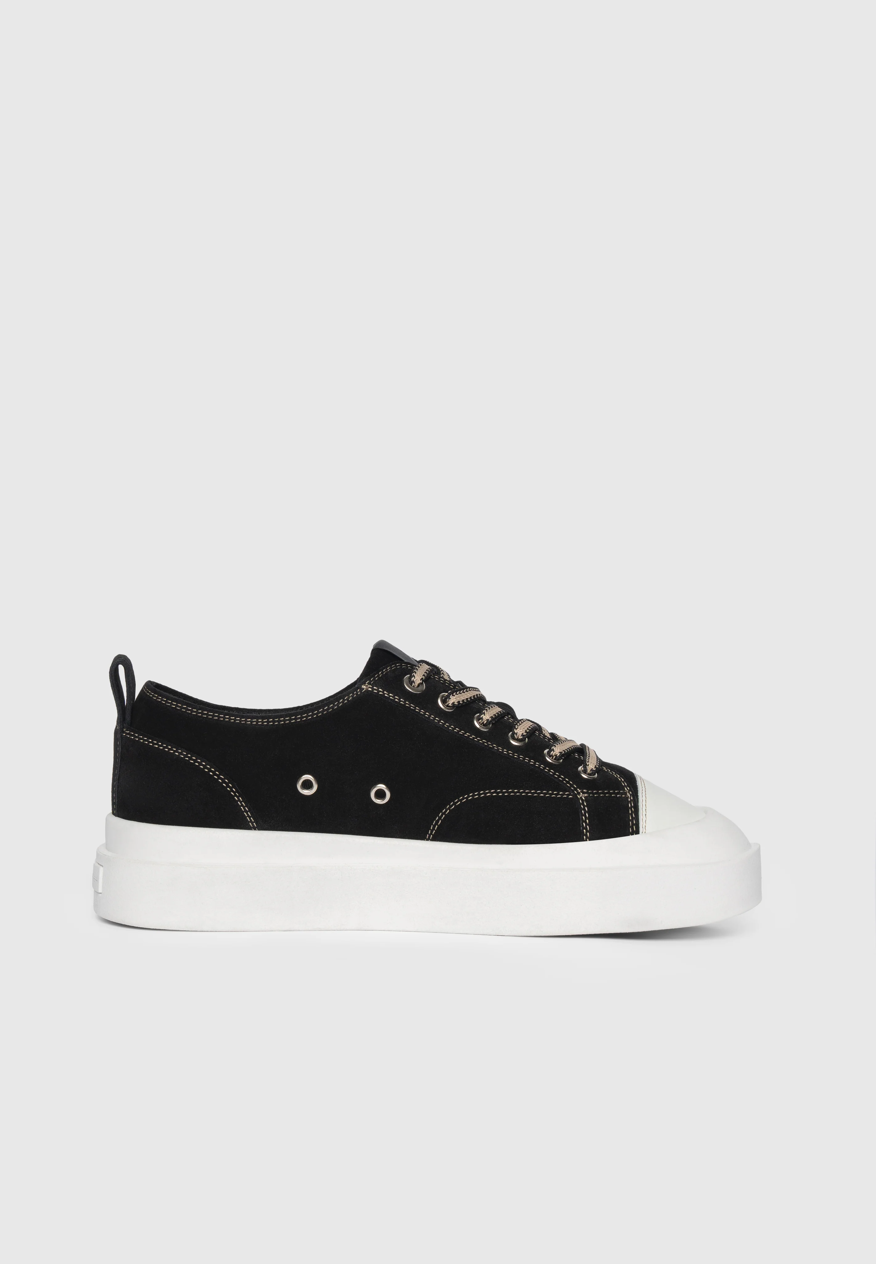 Vienna - Suede Contrast Stitch Sneaker - Black - Image 5
