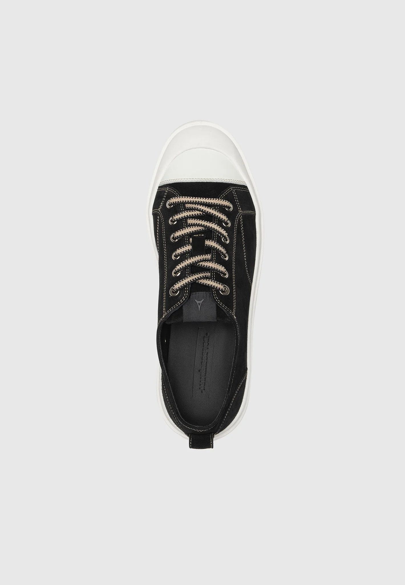 Vienna - Suede Contrast Stitch Sneaker - Black - Image 9
