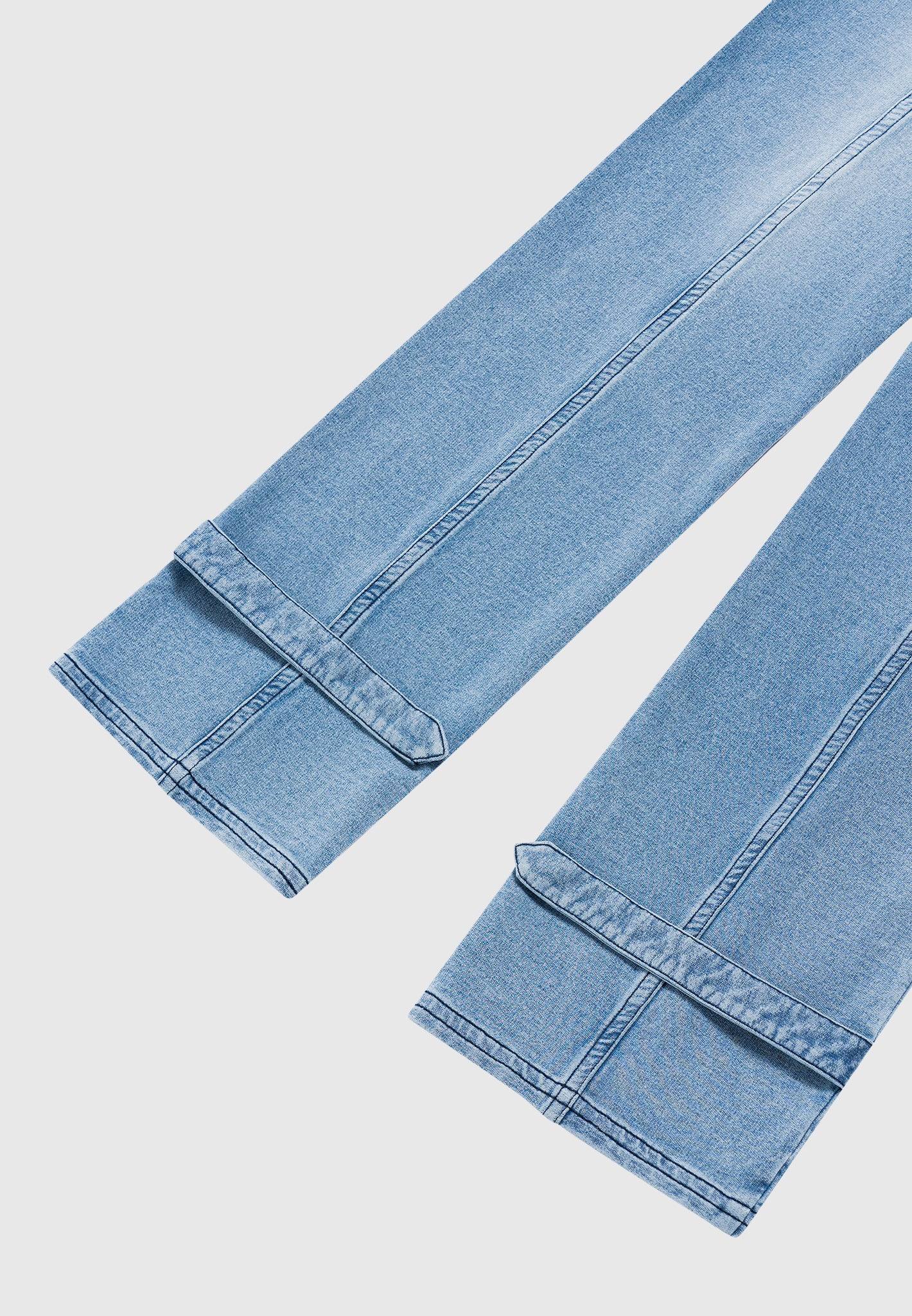 Washed Denim Jersey Joggers - Mid Blue - Image 6