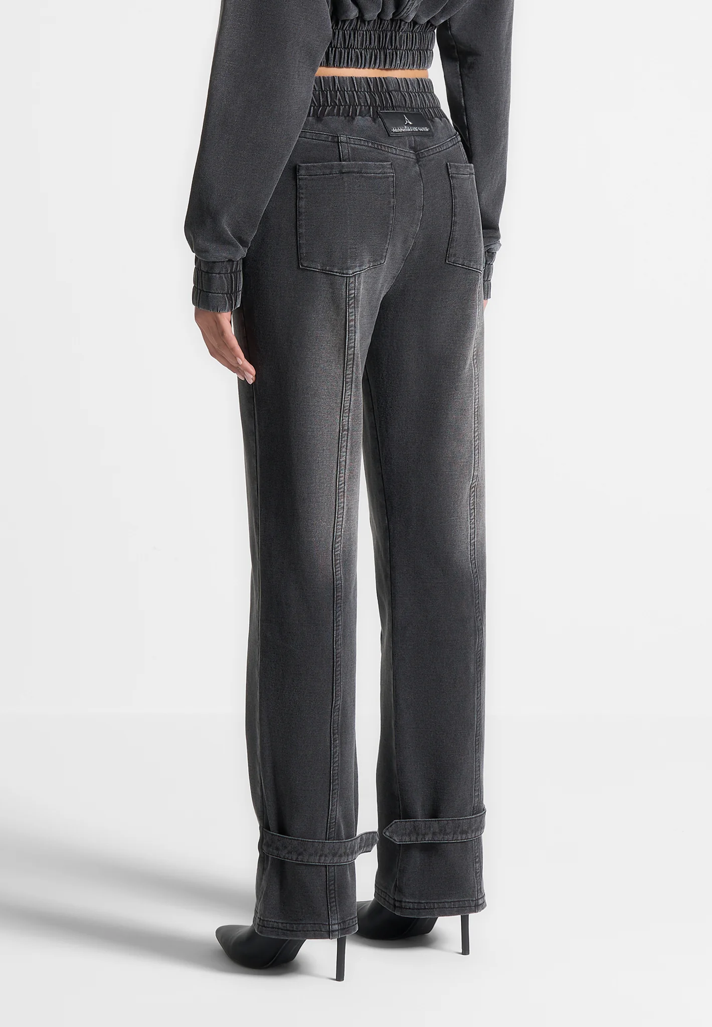 Washed Denim Jersey Joggers - Washed Black - Image 4
