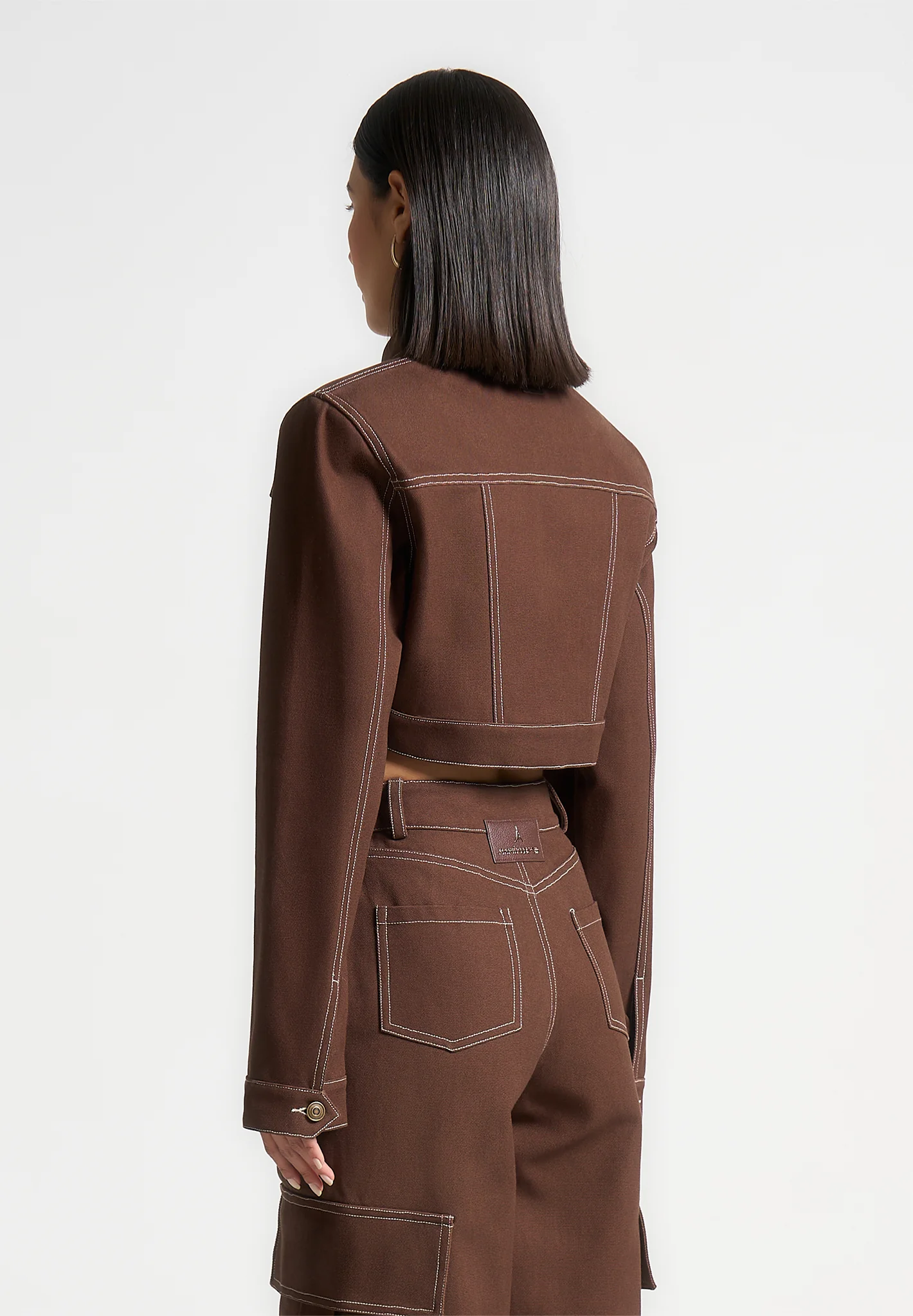 Wide Shoulder Drill Jacket - Brown - Image 3