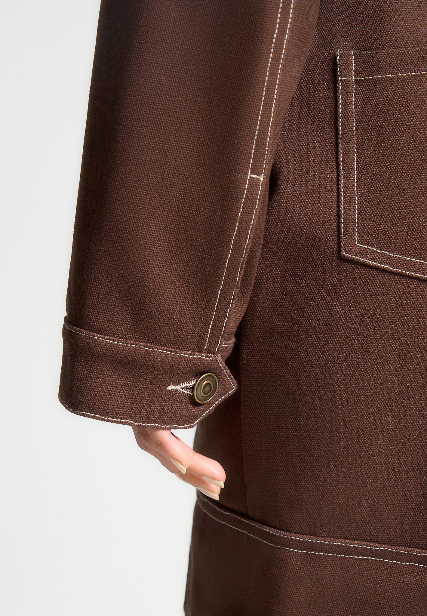 Wide Shoulder Drill Jacket - Brown - Image 5
